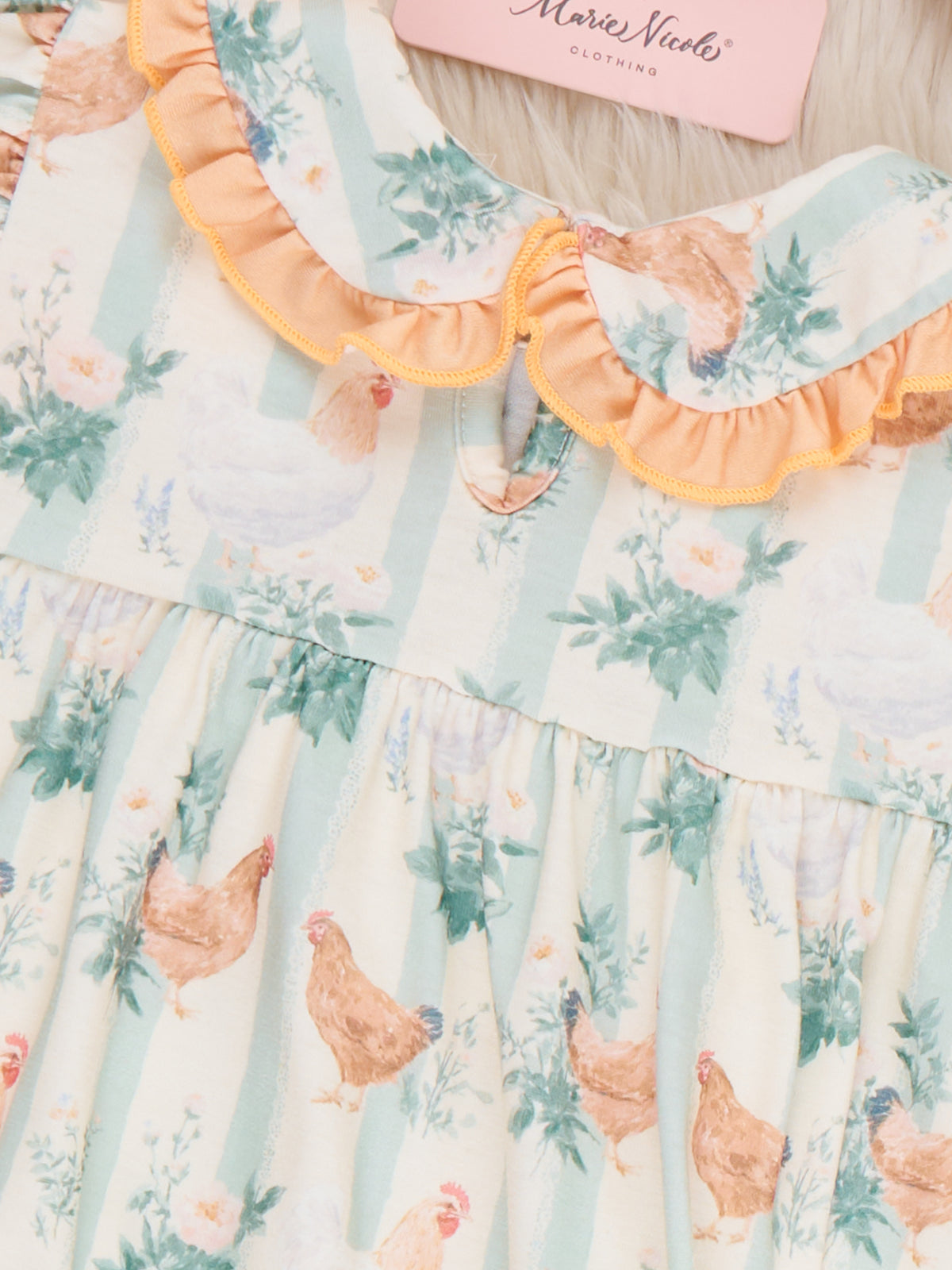 Cozy Country Chicken Ruffle Collar Nightgown - Marie Nicole Clothing