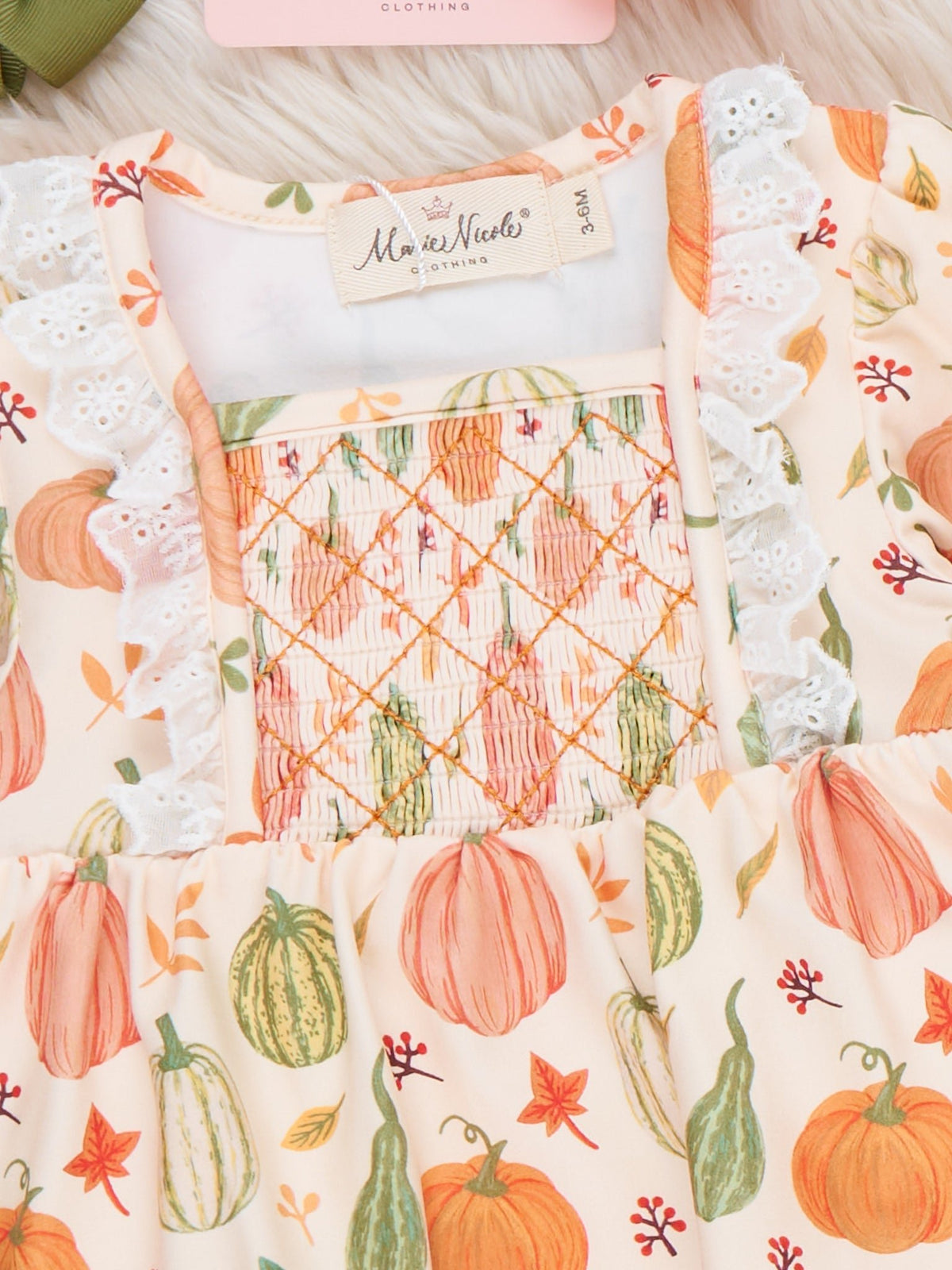 Pumpkin Season Smocked Ruffle Bloomer Outfit - Marie Nicole Clothing