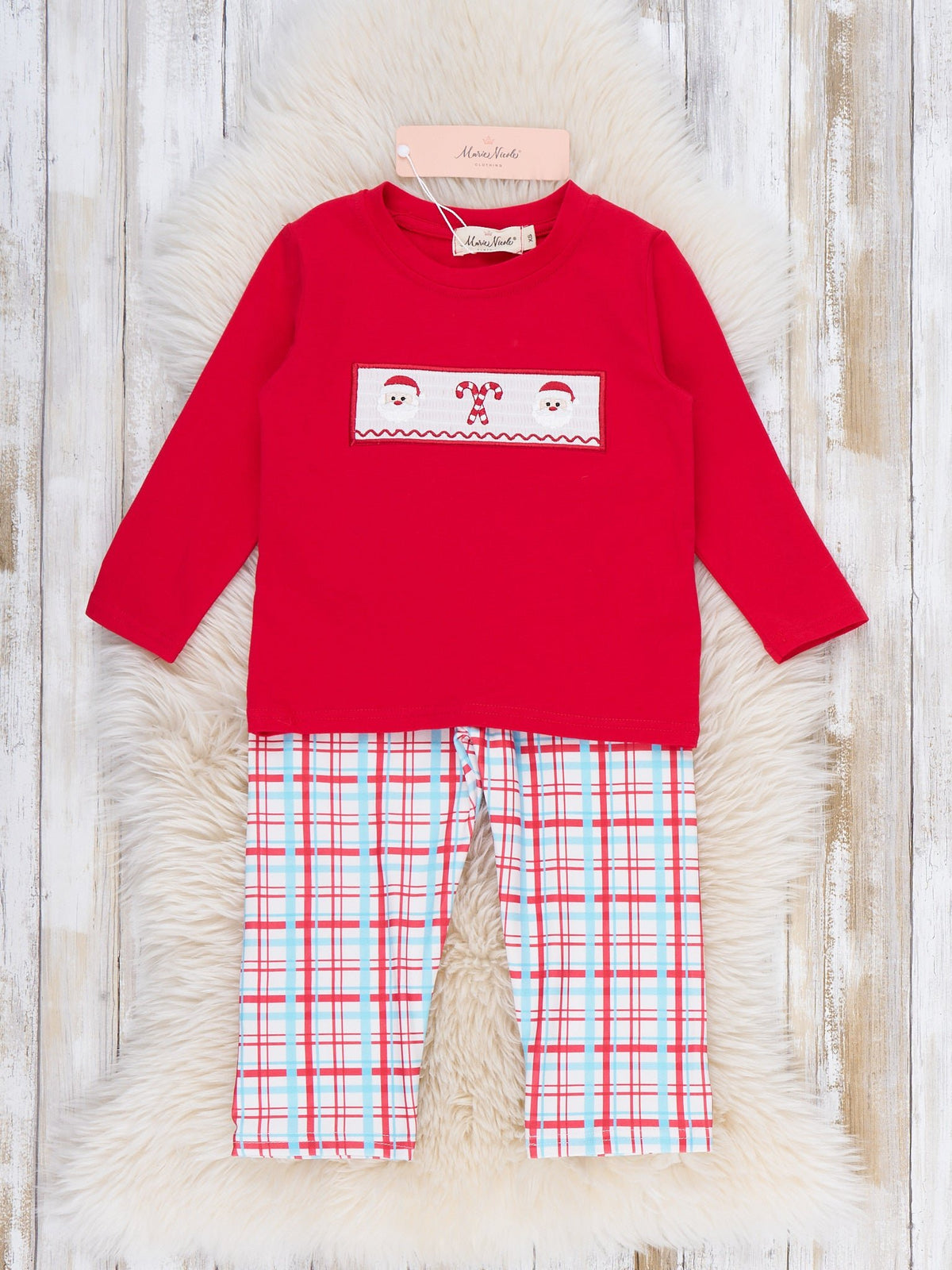 Holiday Charm Smocked Plaid Outfit - Marie Nicole Clothing