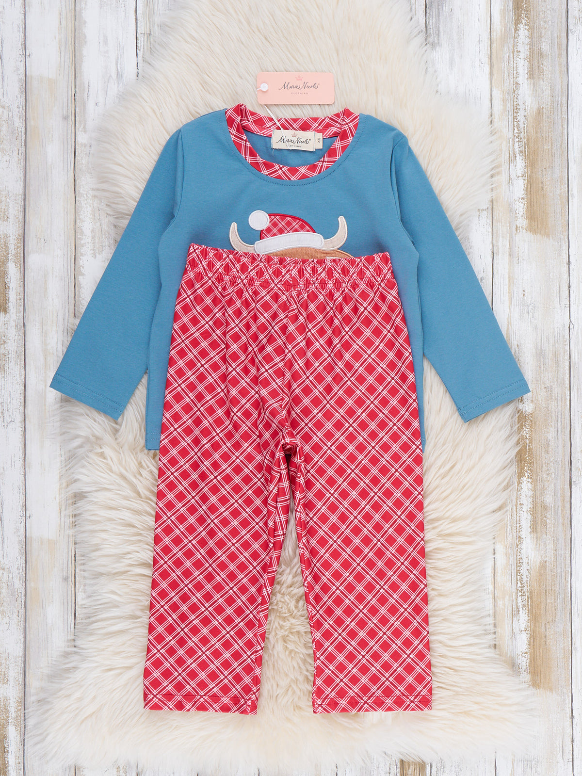 Merry Moo Christmas Plaid Outfit - Marie Nicole Clothing