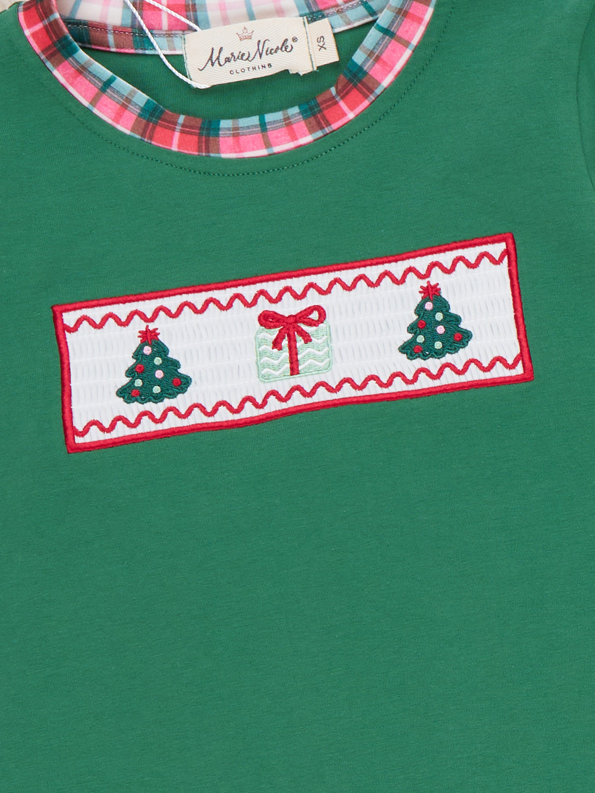 Wooderland Wishes Christmas Tree Smocked Plaid Outfit - Marie Nicole Clothing