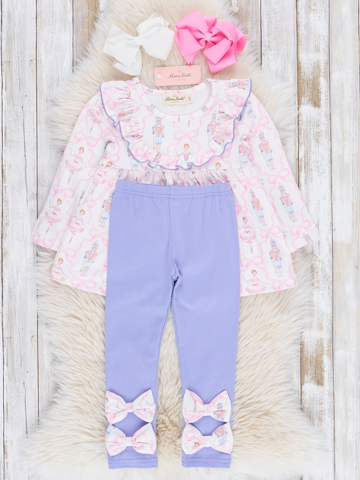 Nutcracker Bows Ruffle Outfit - Marie Nicole Clothing