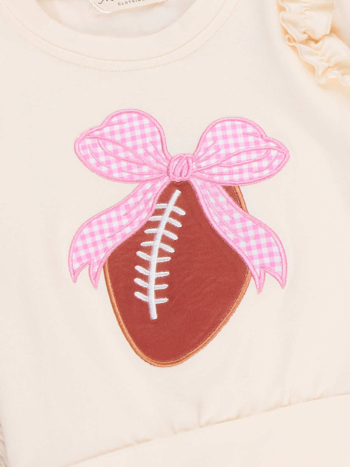 Touchdown Bow Embroidered Gingham Outfit - Marie Nicole Clothing