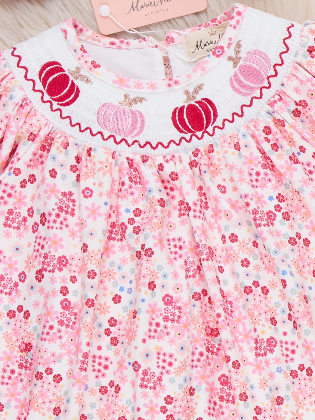 Pumpkin Days Smocked Floral Outfit - Marie Nicole Clothing