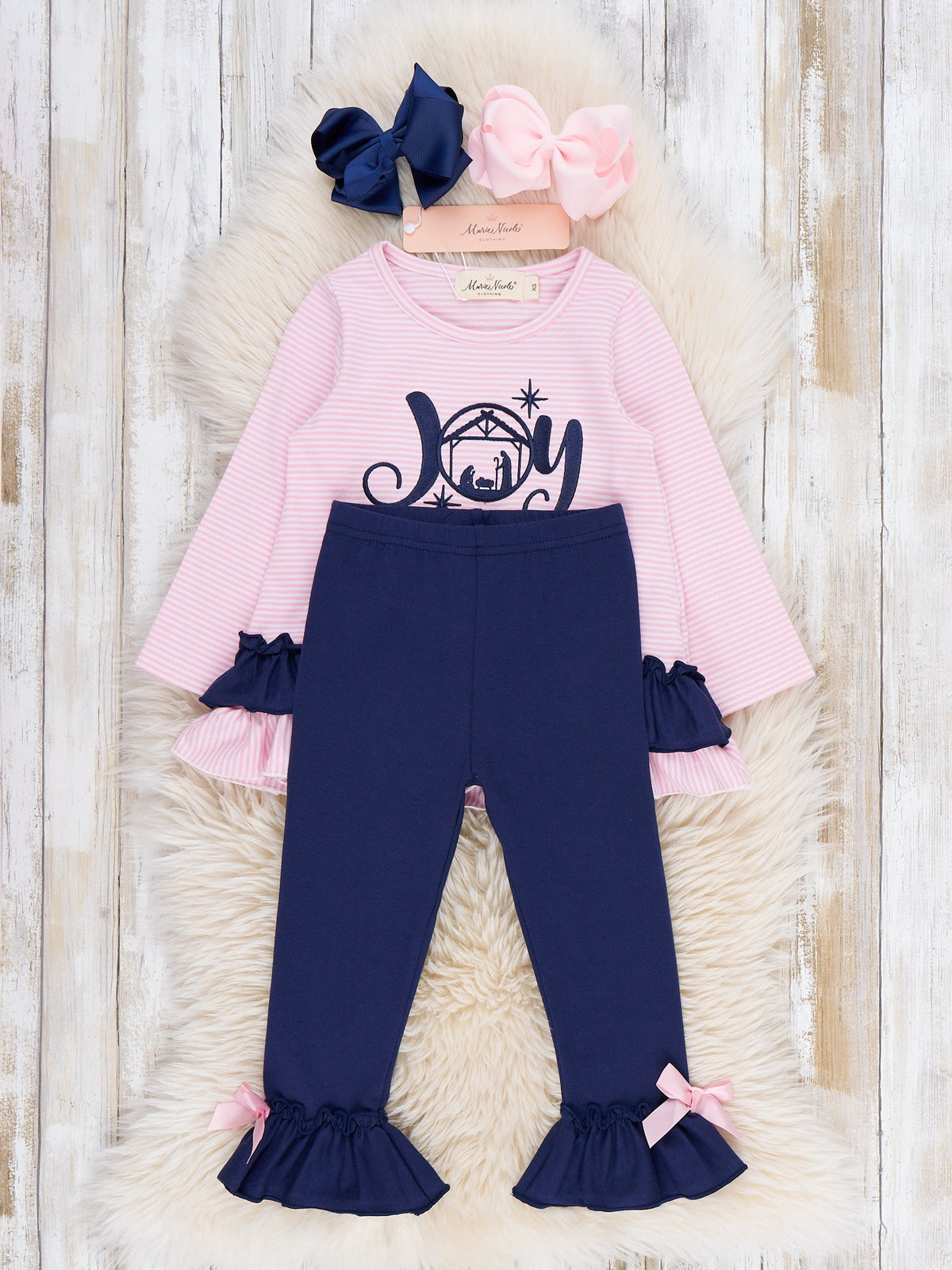 Blessed "Joy" Nativity Ruffle Outfit - Marie Nicole Clothing