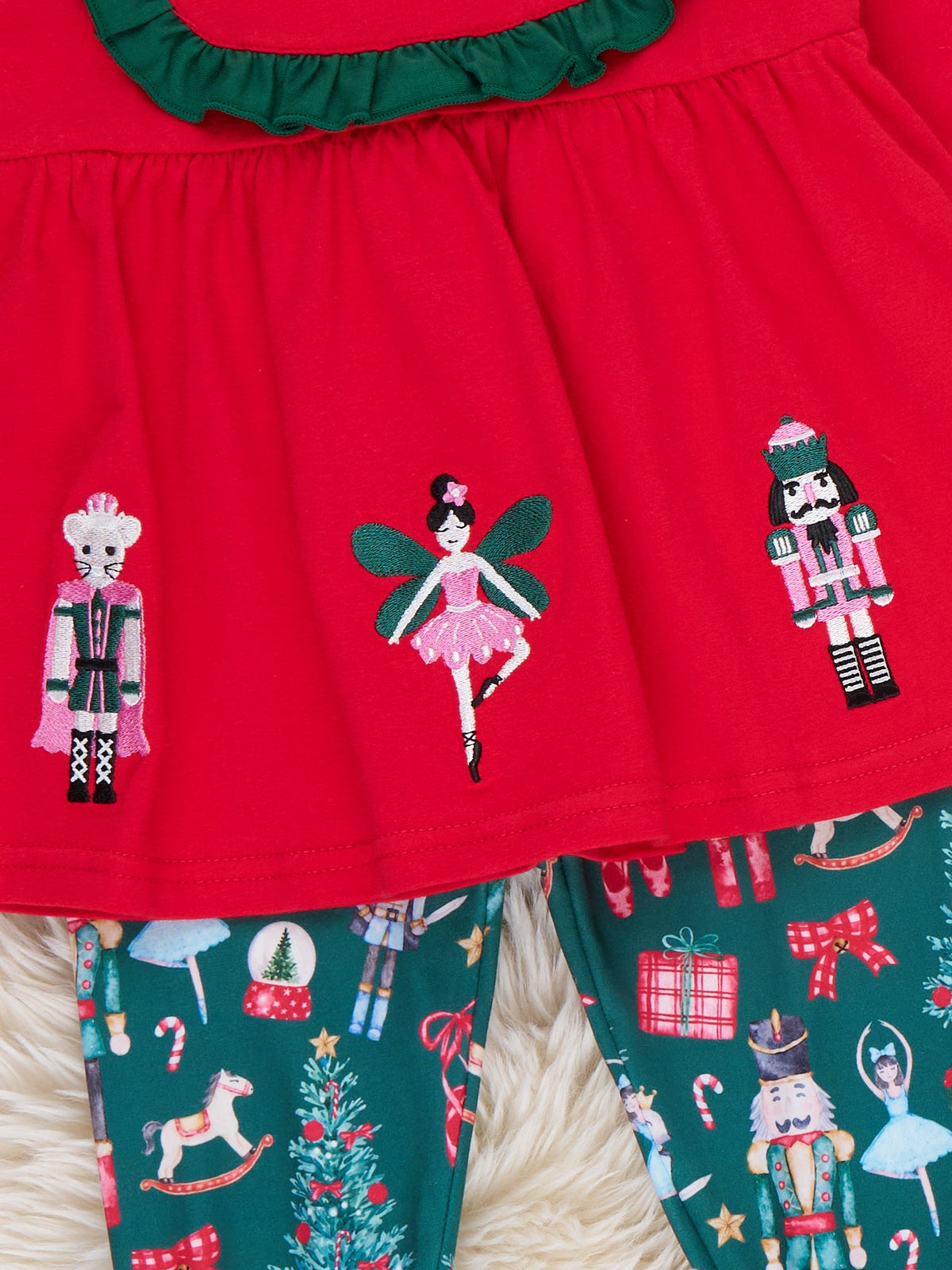 Nutcracker Noel Embroidered Ruffle Outfit - Marie Nicole Clothing