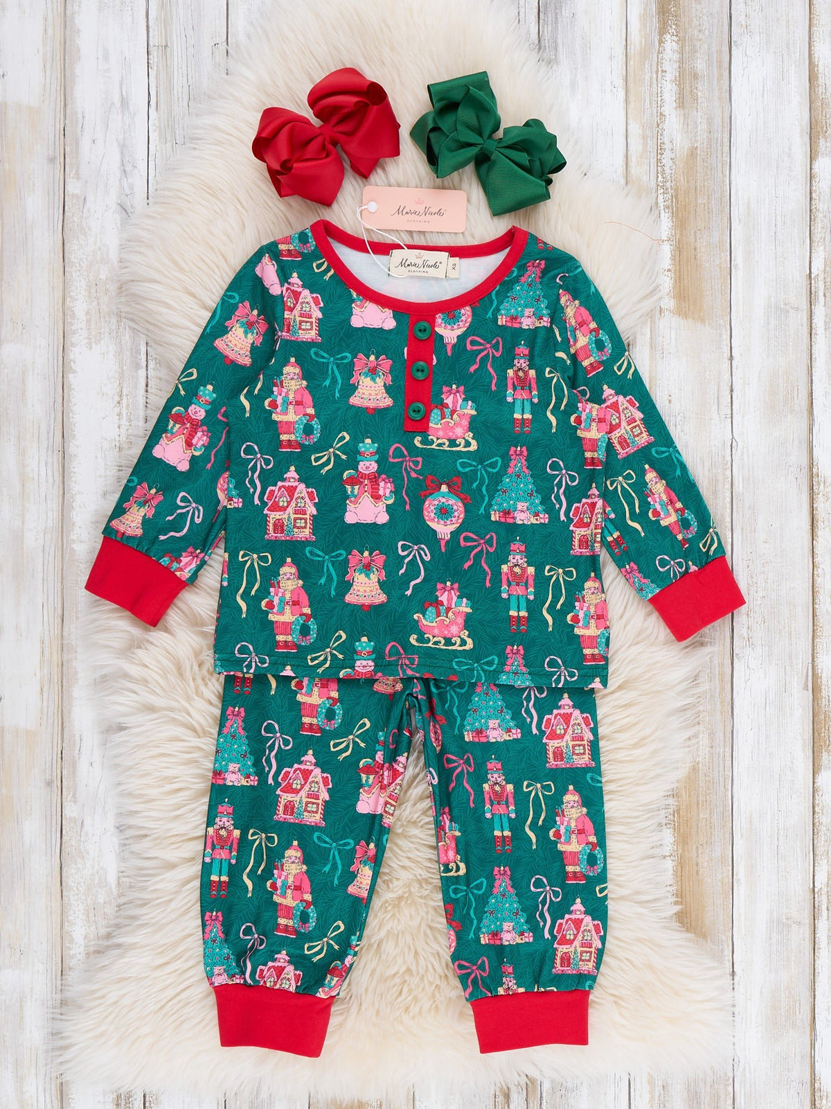 Christmas Village Ruffle Pajamas - Marie Nicole Clothing