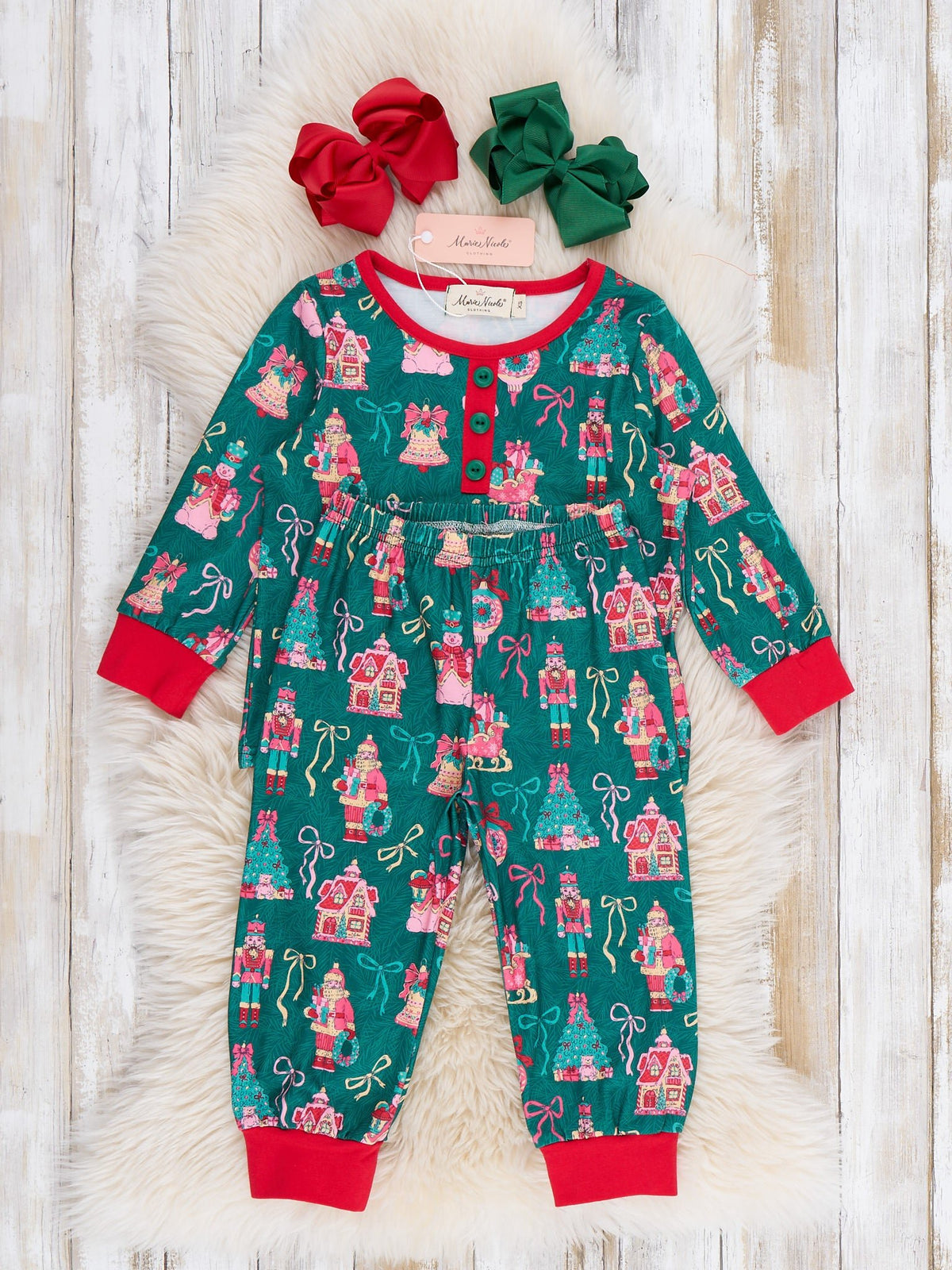 Christmas Village Ruffle Pajamas - Marie Nicole Clothing