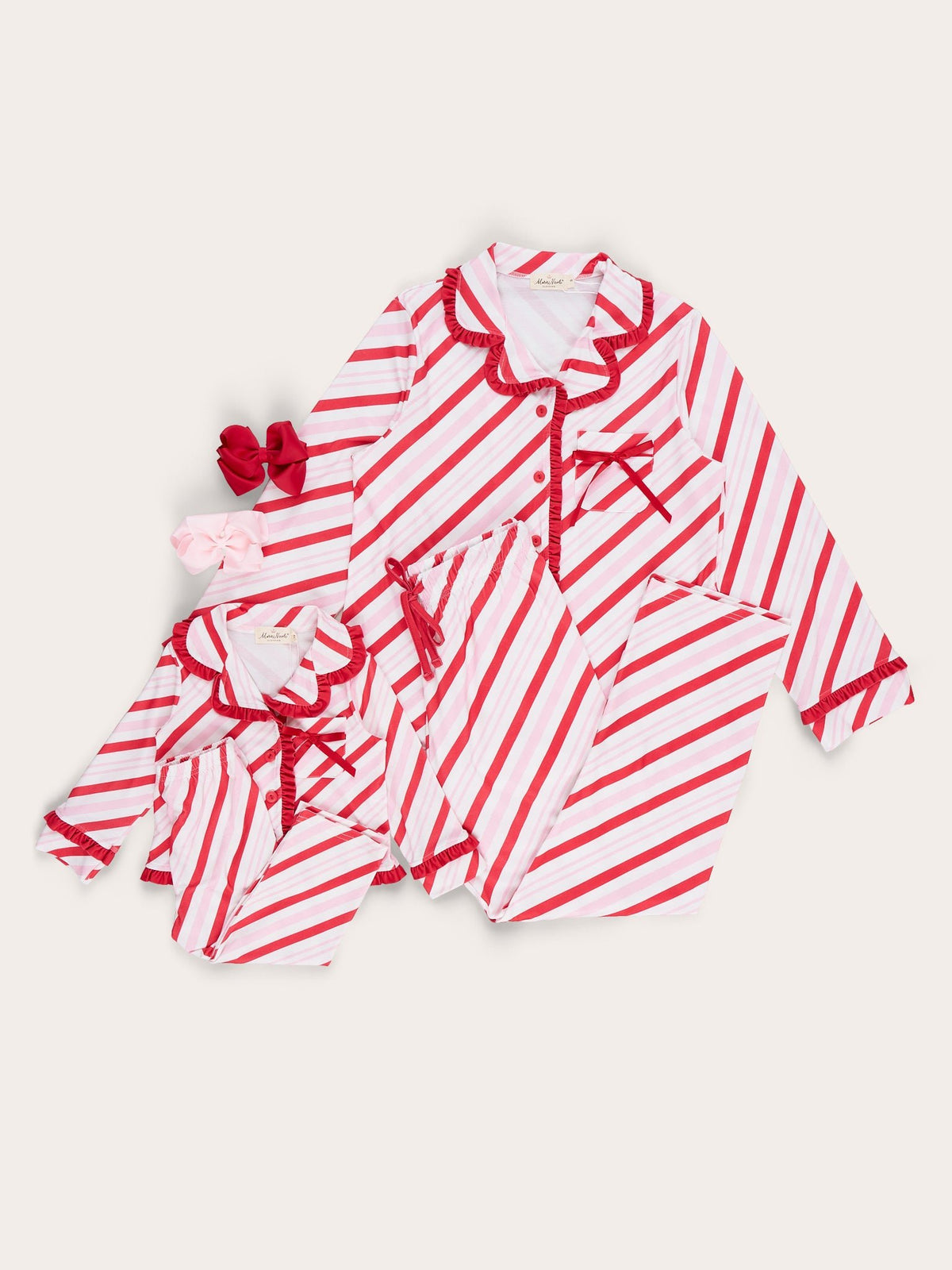 Peppermint Stripe Pajamas - Marie Nicole Clothing