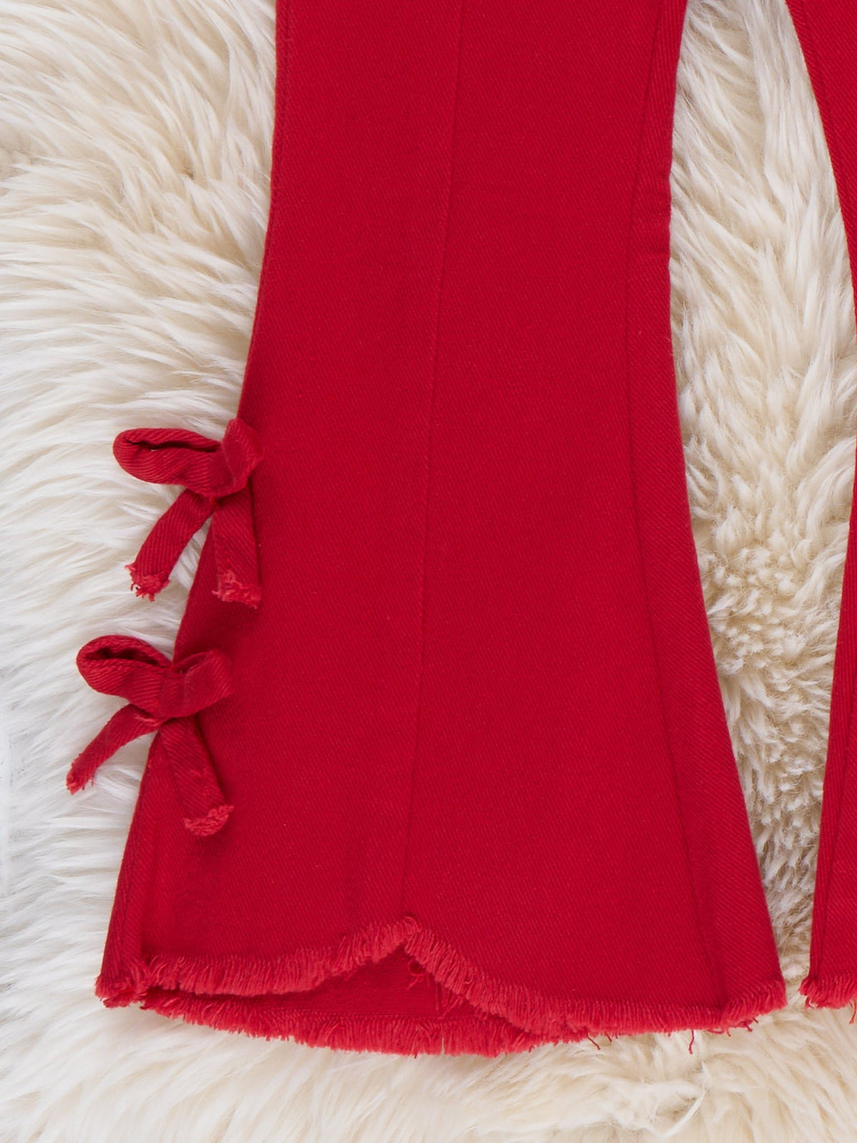 Crimson Ruffle Bell Bottom Jeans - Marie Nicole Clothing