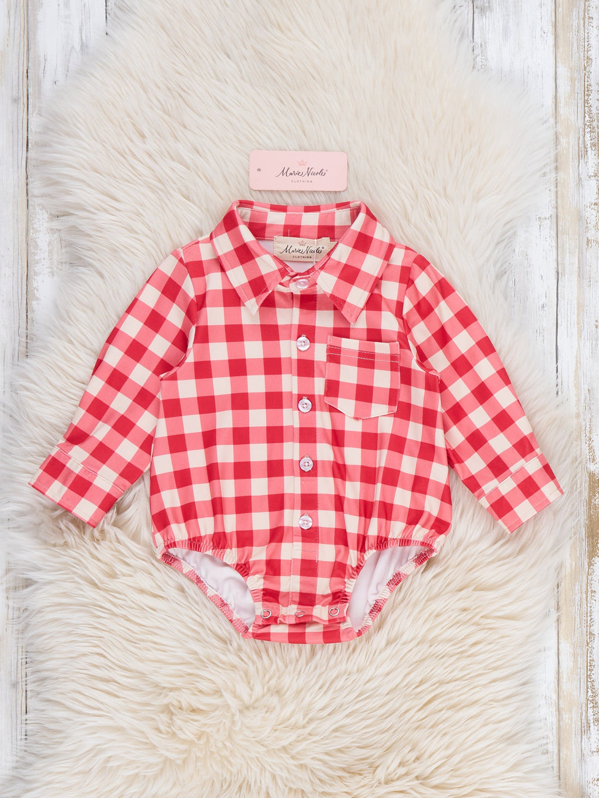 Classic Gingham Button-up Bubble Romper - Marie Nicole Clothing