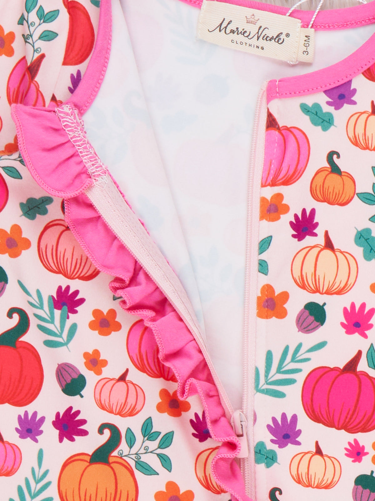 Pumpkin Meadow Ruffle Sleeper Pajamas - Marie Nicole Clothing