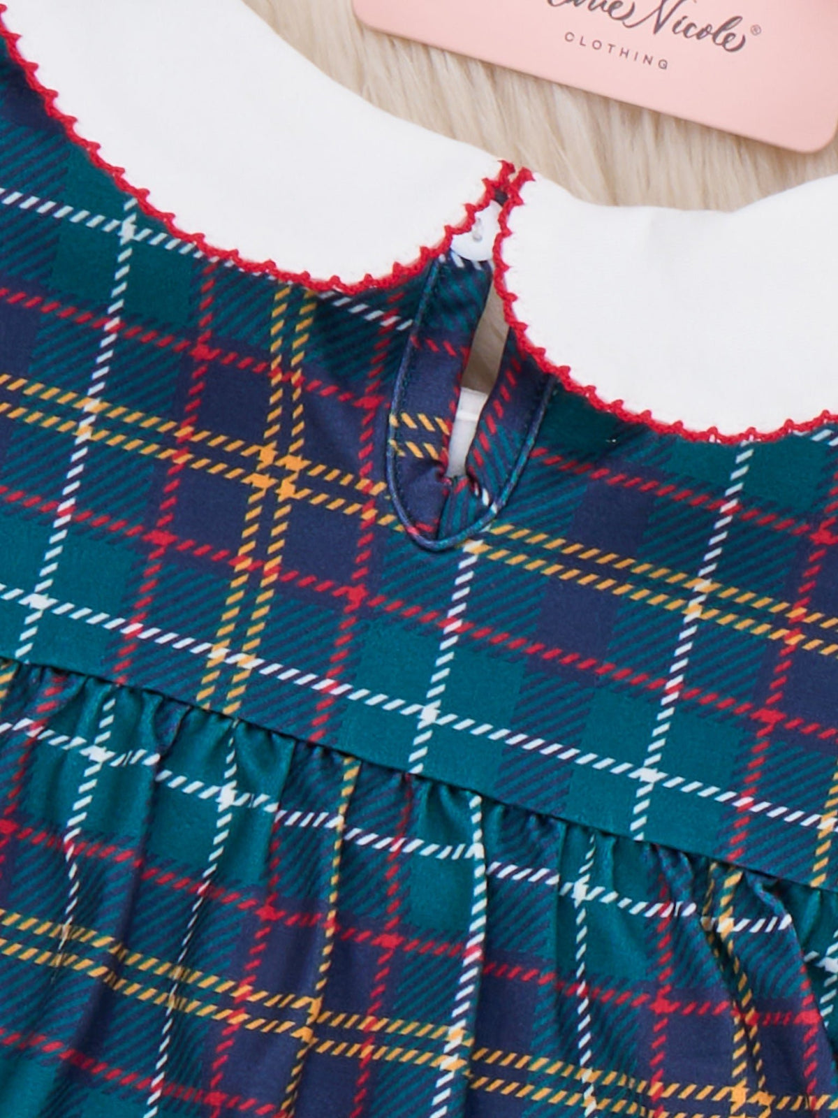 Santa Tartan Smocked Bubble Romper - Marie Nicole Clothing