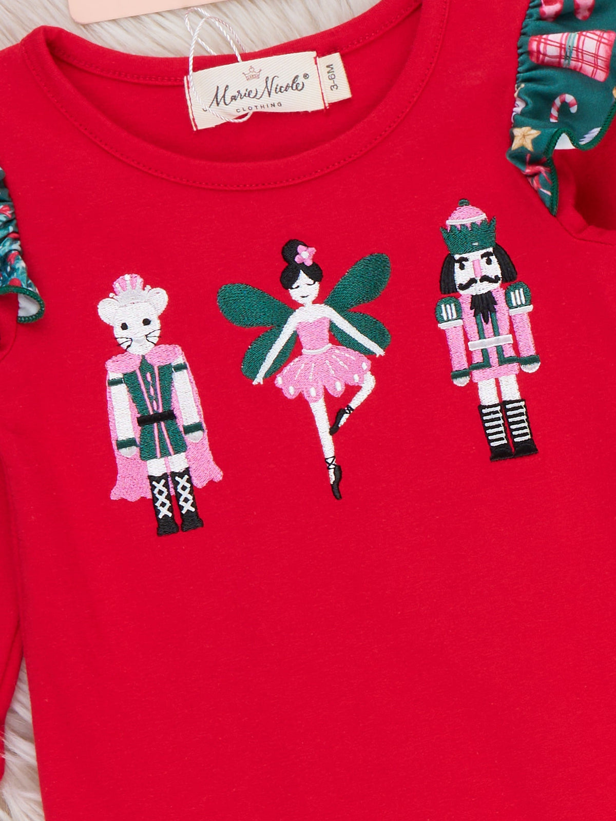 Nutcracker Noel Embroidered Ruffle Romper - Marie Nicole Clothing