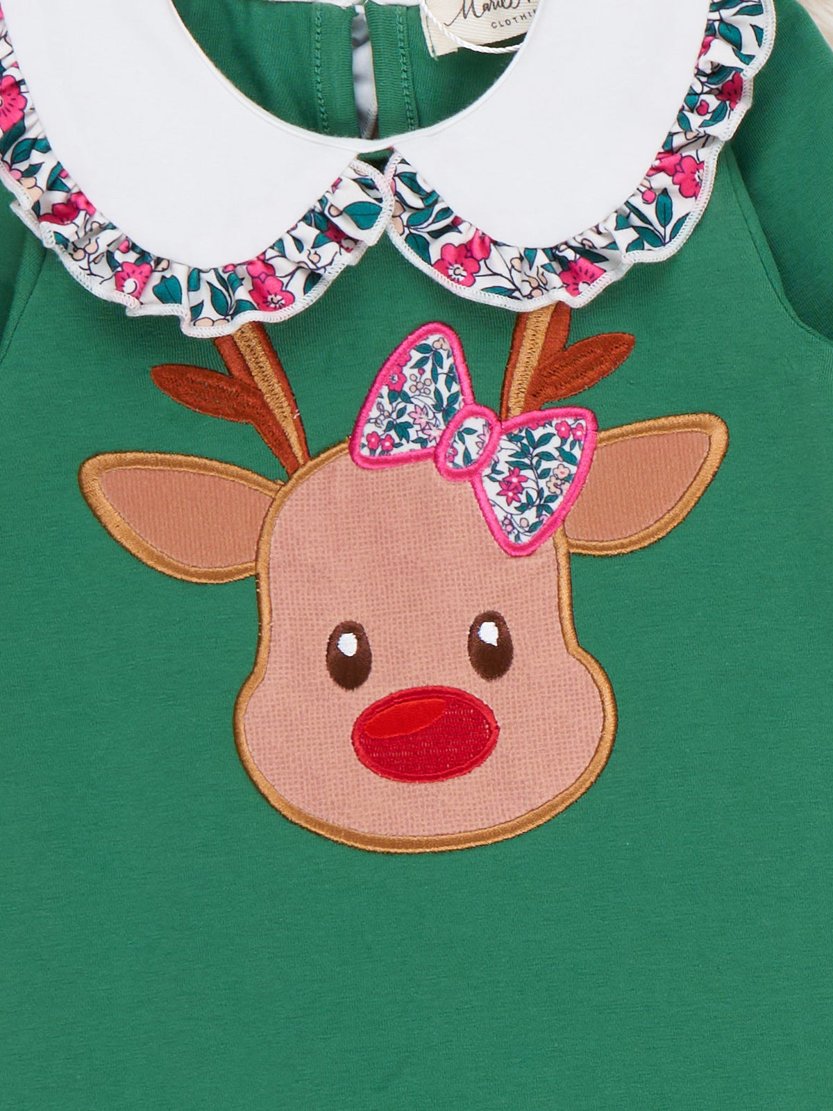 Reindeer Applique Meadow Ruffle Romper - Marie Nicole Clothing