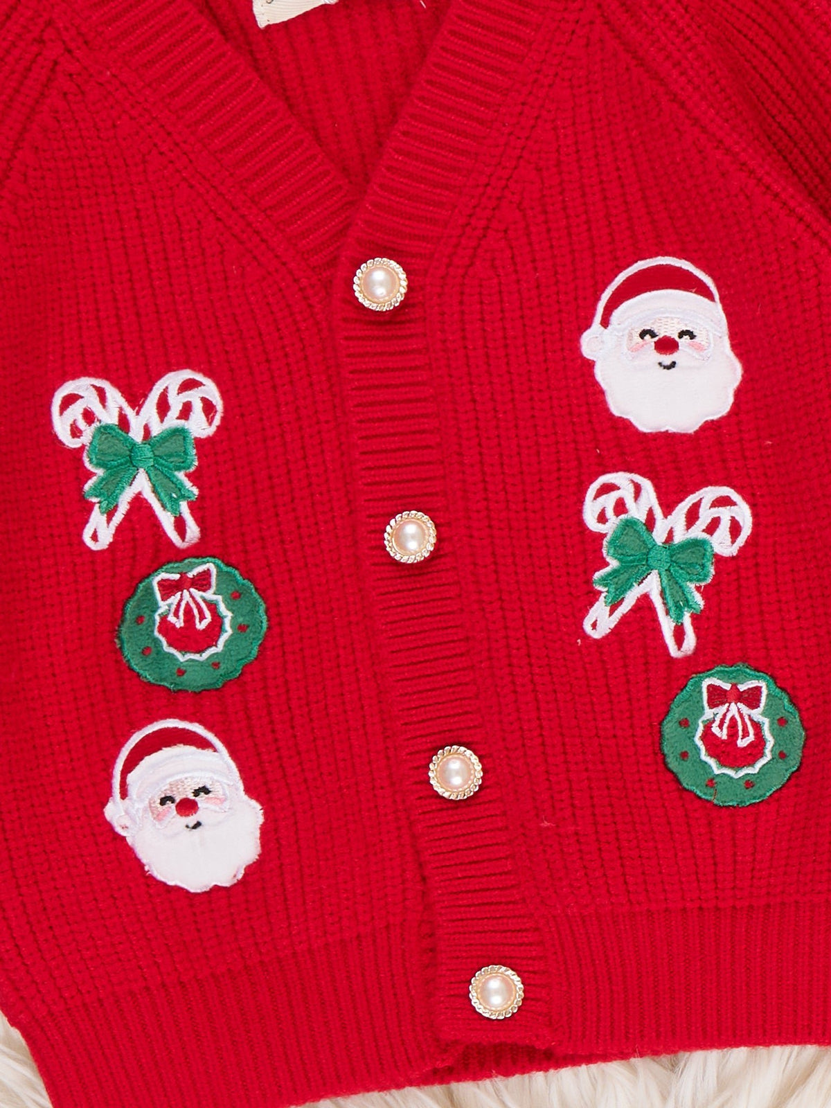 Jolly Christmas Icons Embroidered Cardigan - Marie Nicole Clothing