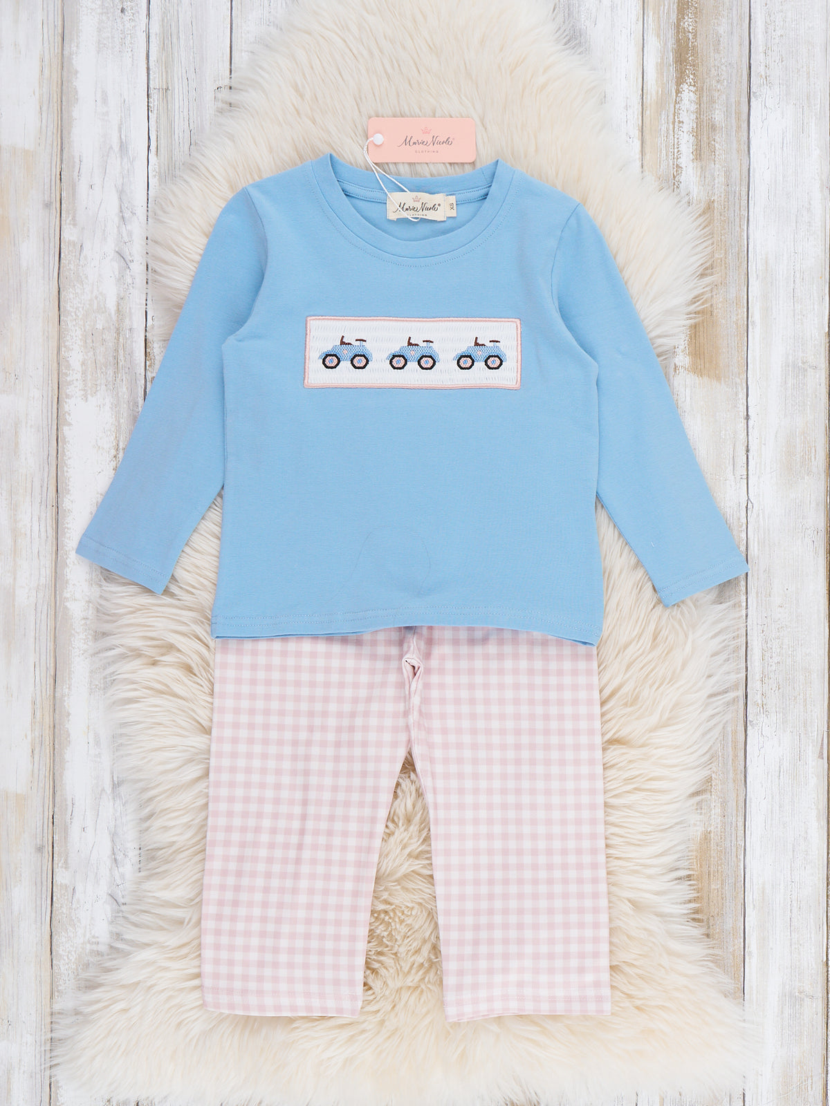 Farm Days Tractor Smocked Outfit - Marie Nicole Clothing