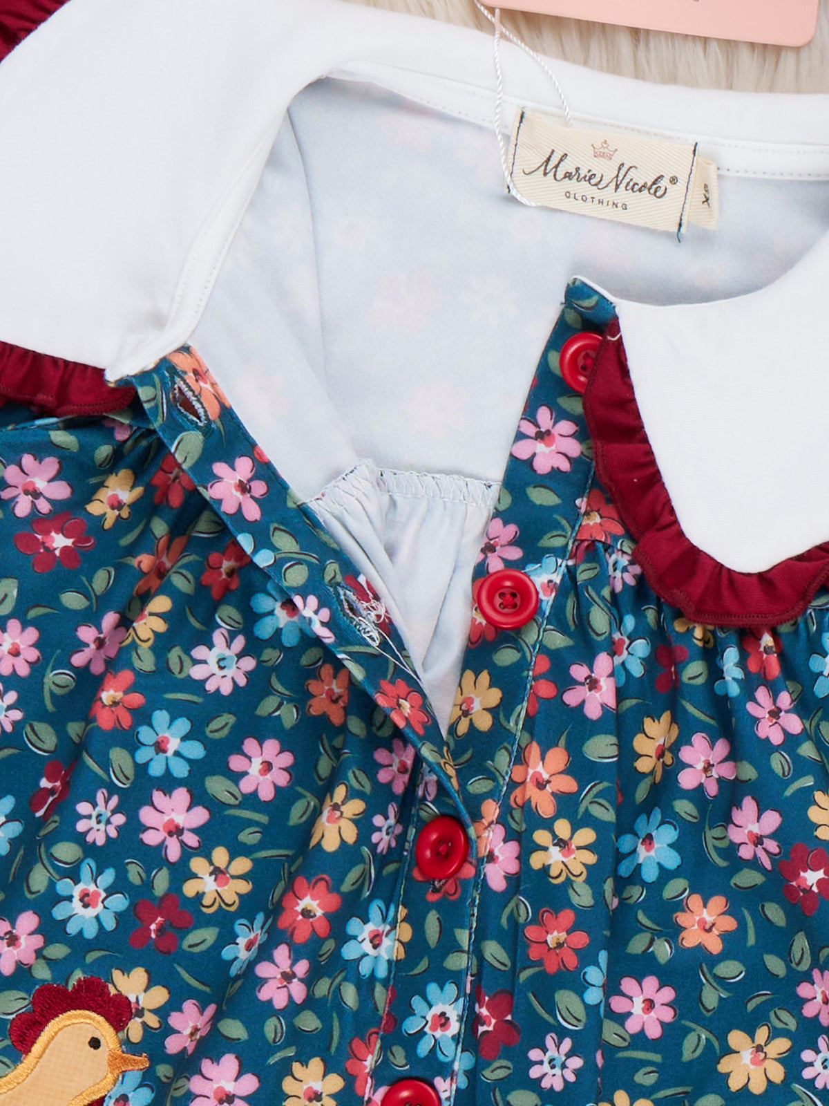Garden Bloom Hen Embroidered Dress - Marie Nicole Clothing