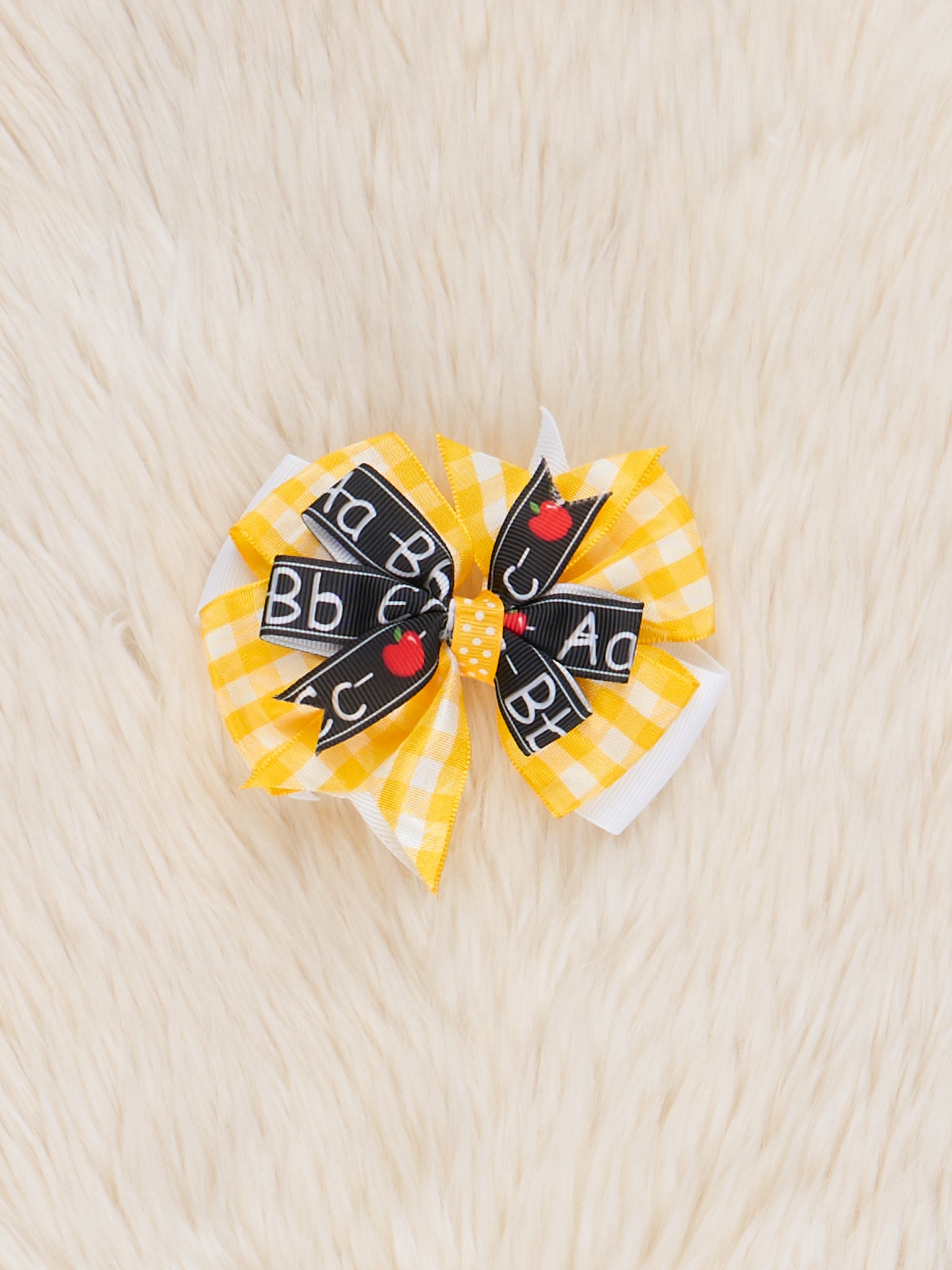Gingham Handwriting Ribbon Bow - Marie Nicole Clothing