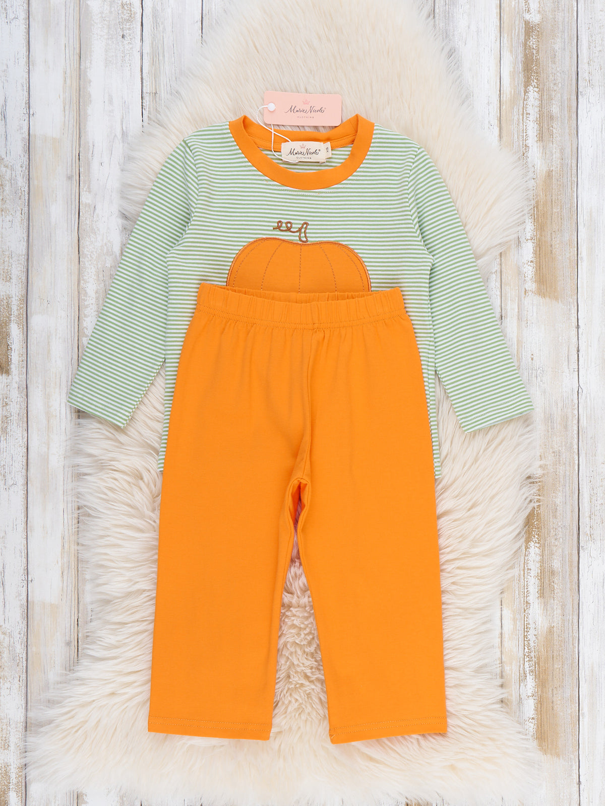 Harvest Pumpkin Embroidered Outfit - Marie Nicole Clothing
