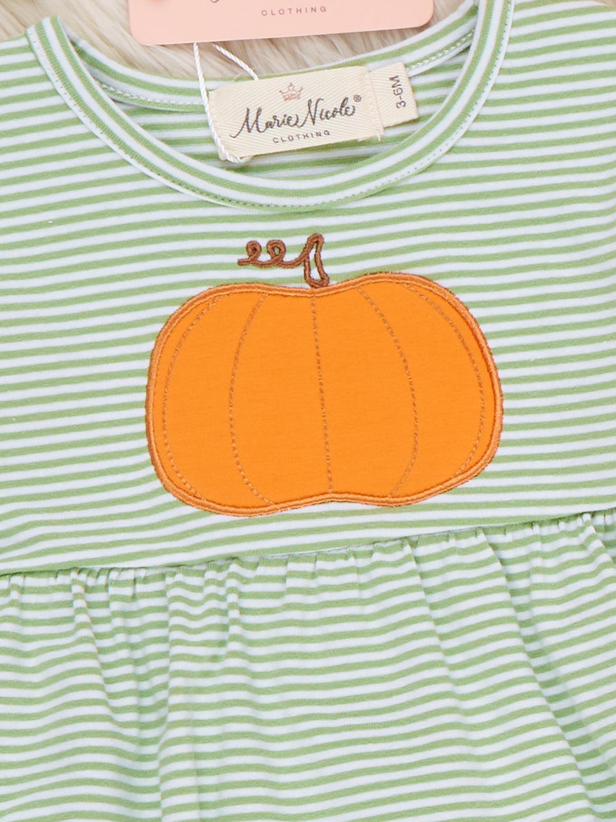 Harvest Pumpkin Embroidered Ruffle Romper - Marie Nicole Clothing