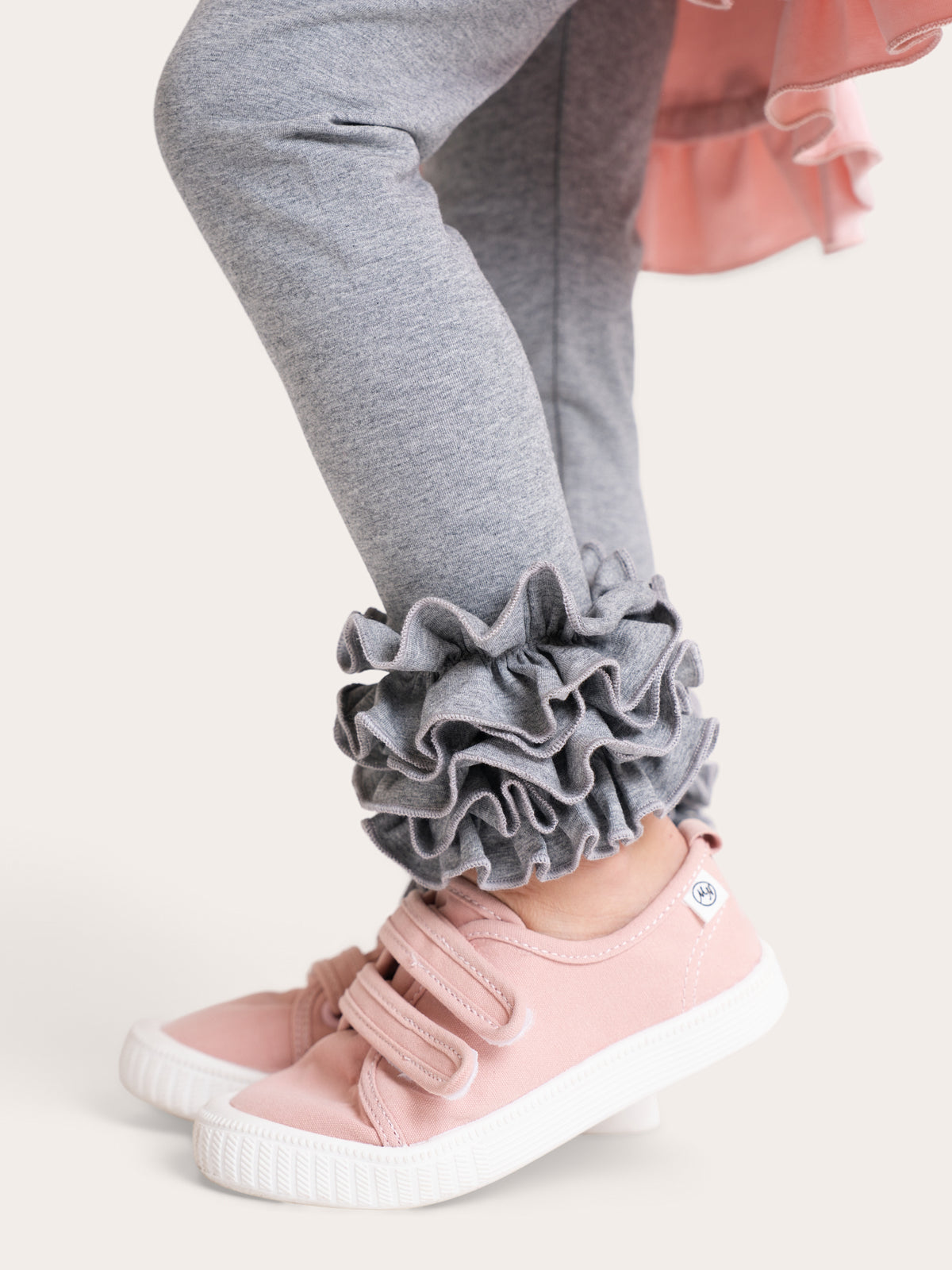 Cotton Icing Ruffle Leggings - Heather Grey - Marie Nicole Clothing