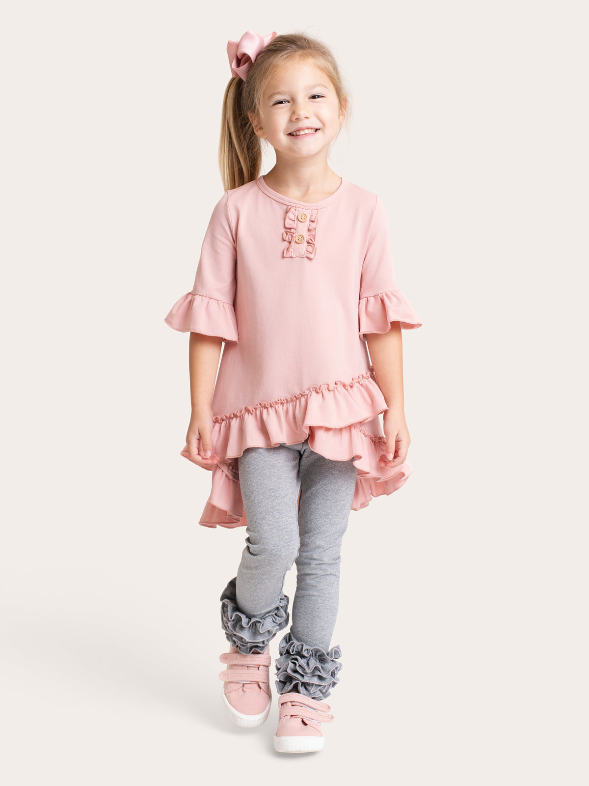 Cotton Icing Ruffle Leggings - Heather Grey - Marie Nicole Clothing