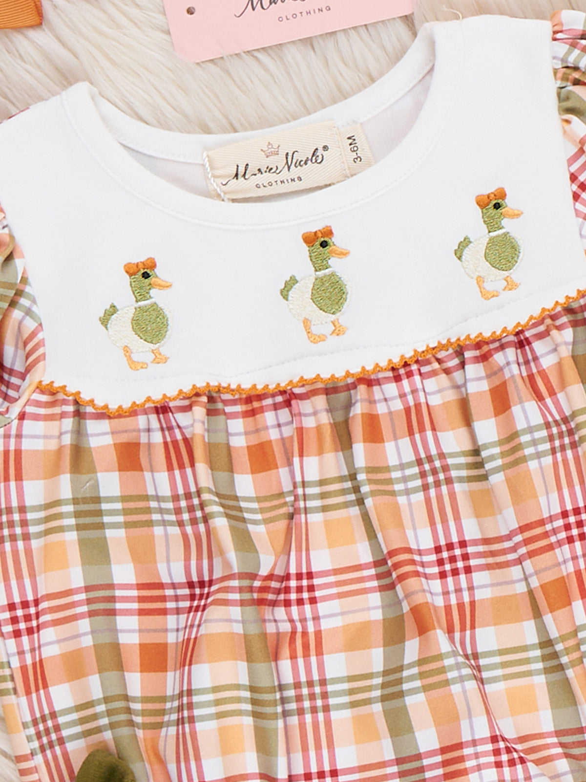 Mallard Duck Embroidered Ruffle Romper - Marie Nicole Clothing