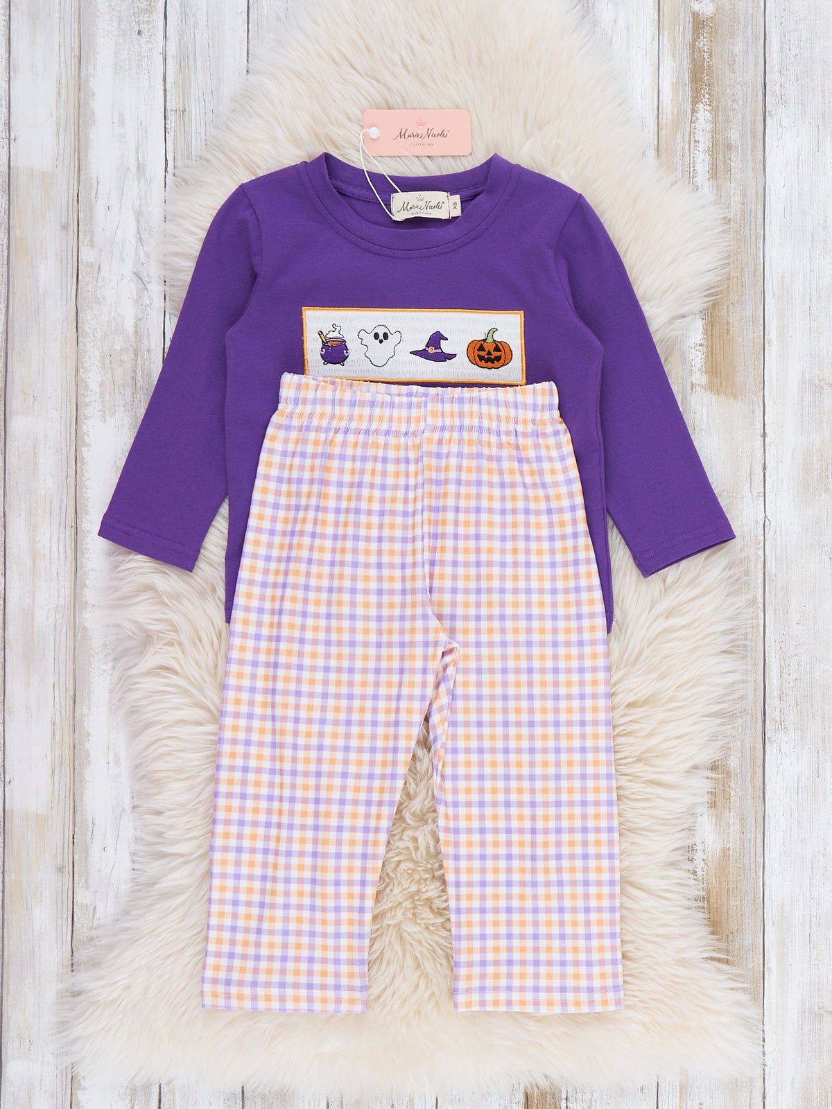 Haunted Halloween Embroidered Plaid Outfit - Marie Nicole Clothing