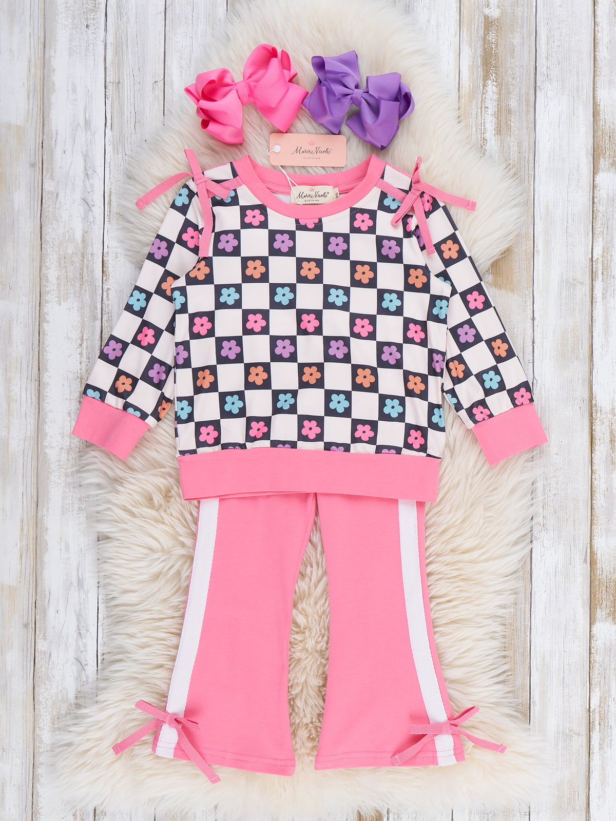 Checkered Petal Grove Ruffle Outfit - Marie Nicole Clothing