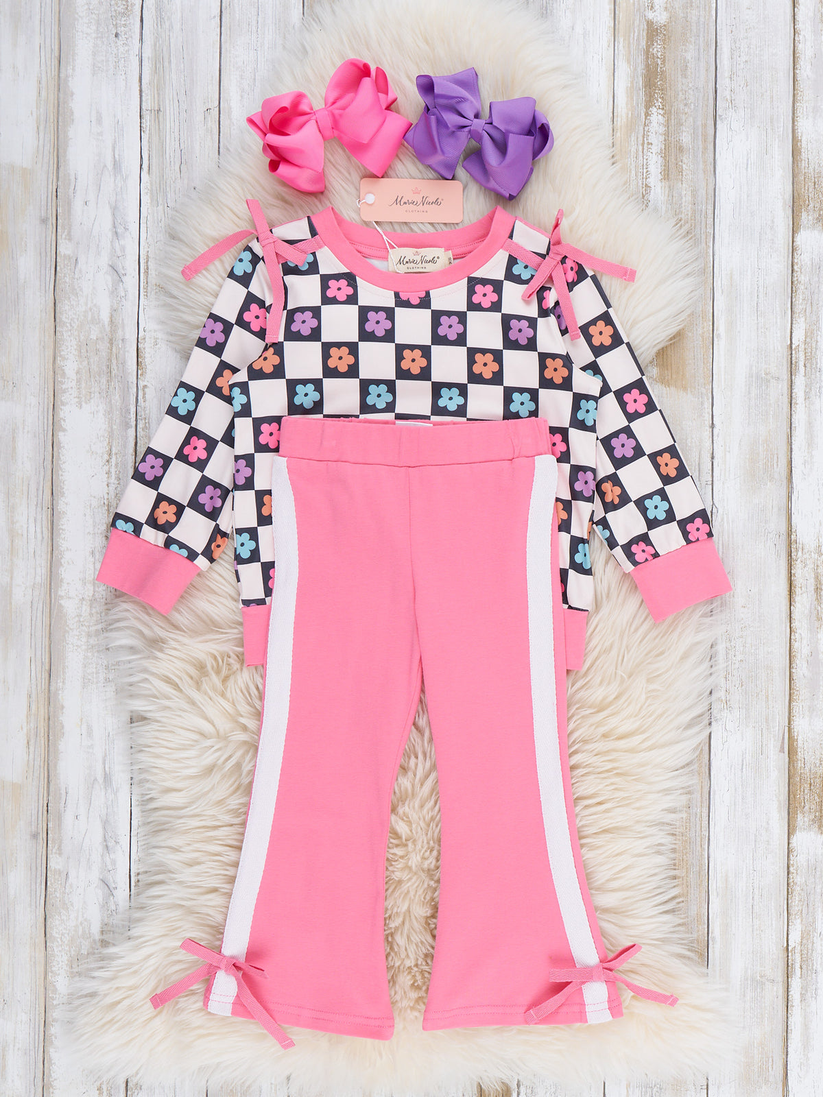Checkered Petal Grove Ruffle Outfit - Marie Nicole Clothing