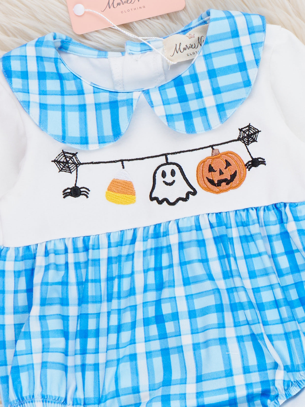 Boo Banner Buddies Embroidered Bubble Romper - Marie Nicole Clothing