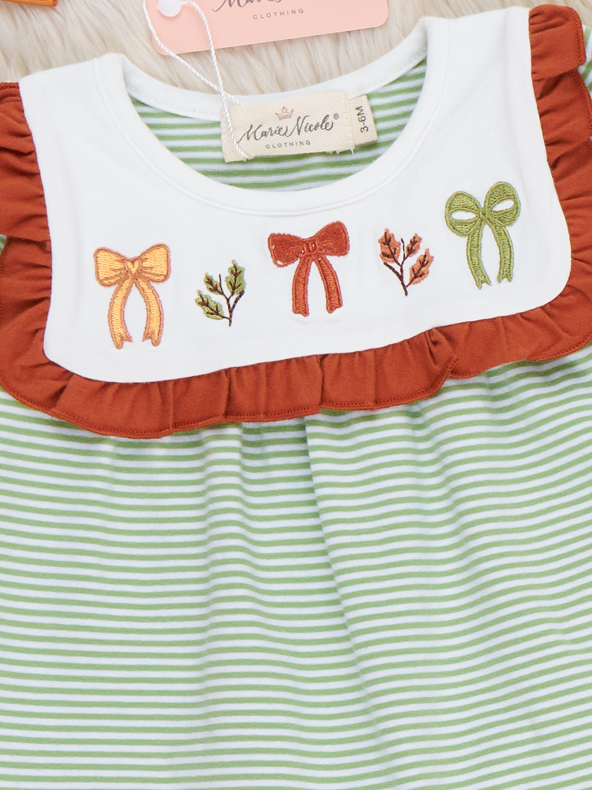 Sweet Bow Embroidered Ruffle Romper - Marie Nicole Clothing