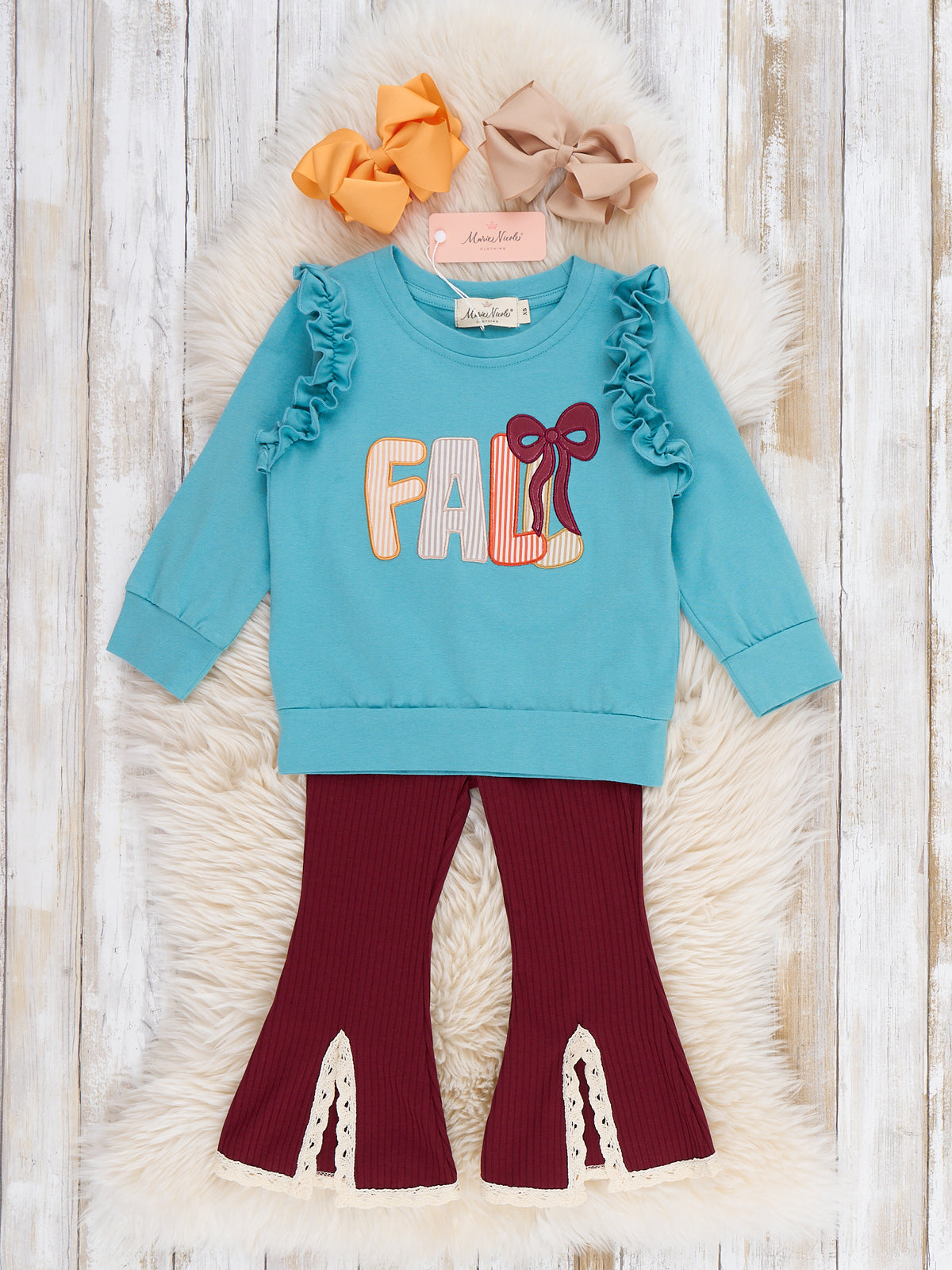 Sweet Bow "Fall" Ruffle Outfit - Marie Nicole Clothing
