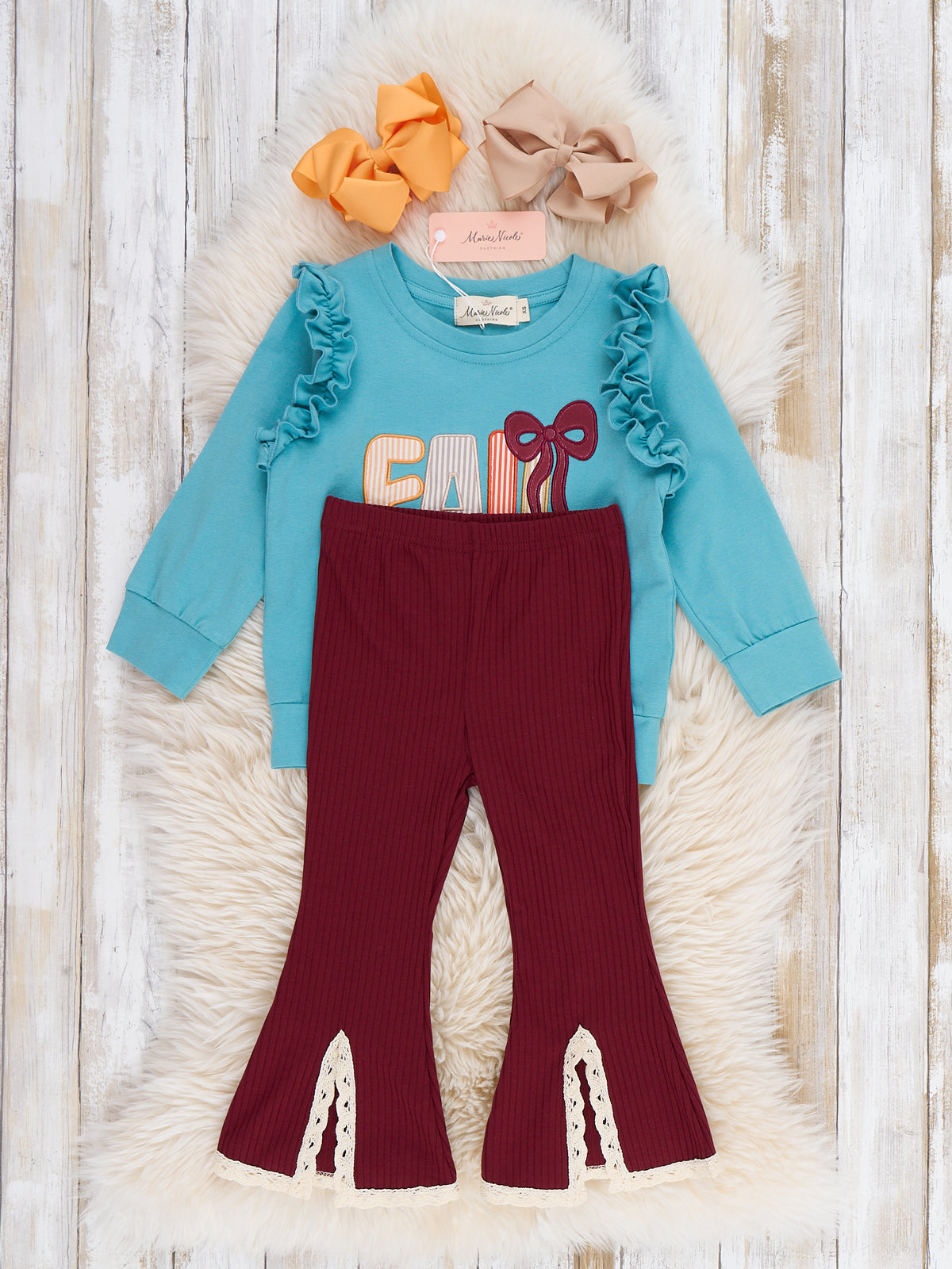 Sweet Bow "Fall" Ruffle Outfit - Marie Nicole Clothing