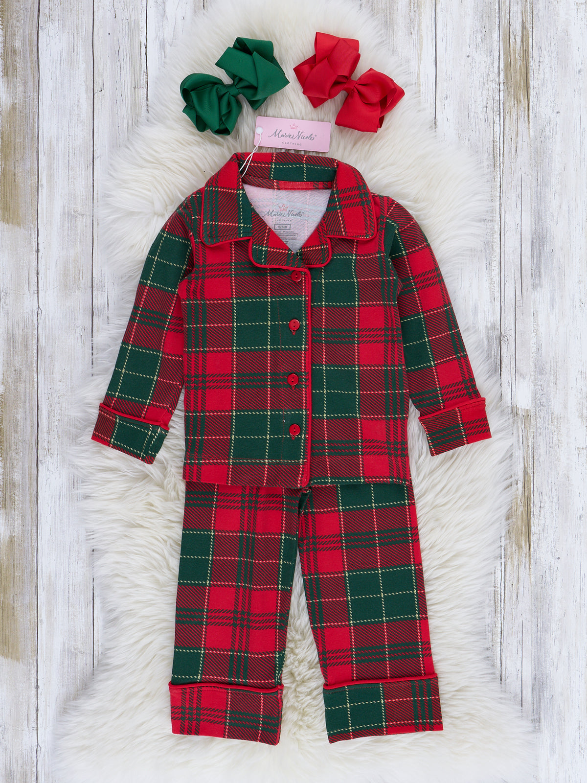 Red & Green Plaid Family Christmas Pajamas - Marie Nicole Clothing