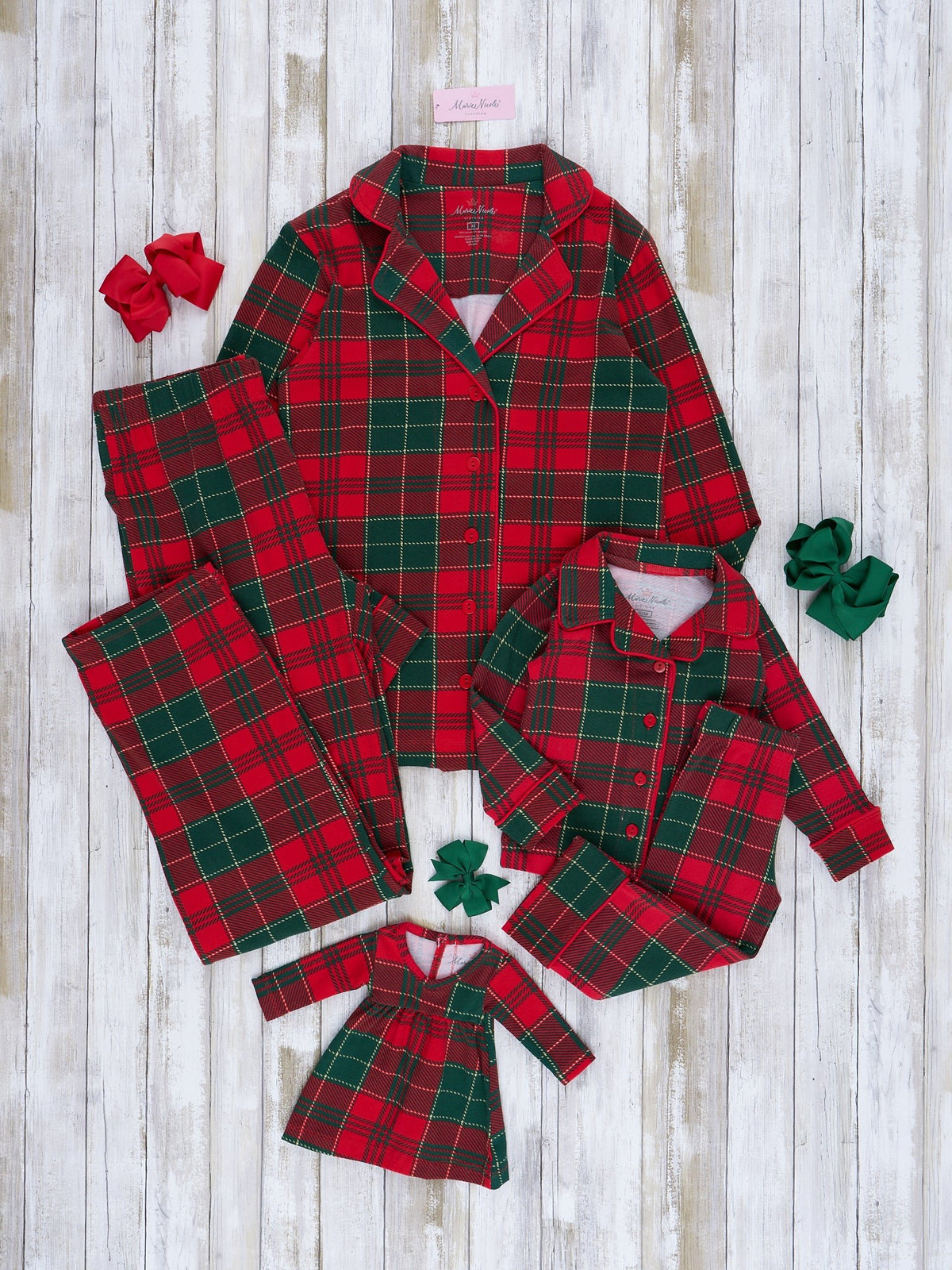 Red & Green Plaid Family Christmas Pajamas - Marie Nicole Clothing