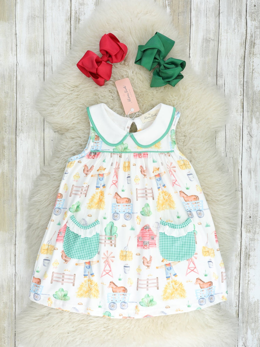 Green Gingham Vintage Farm Dress