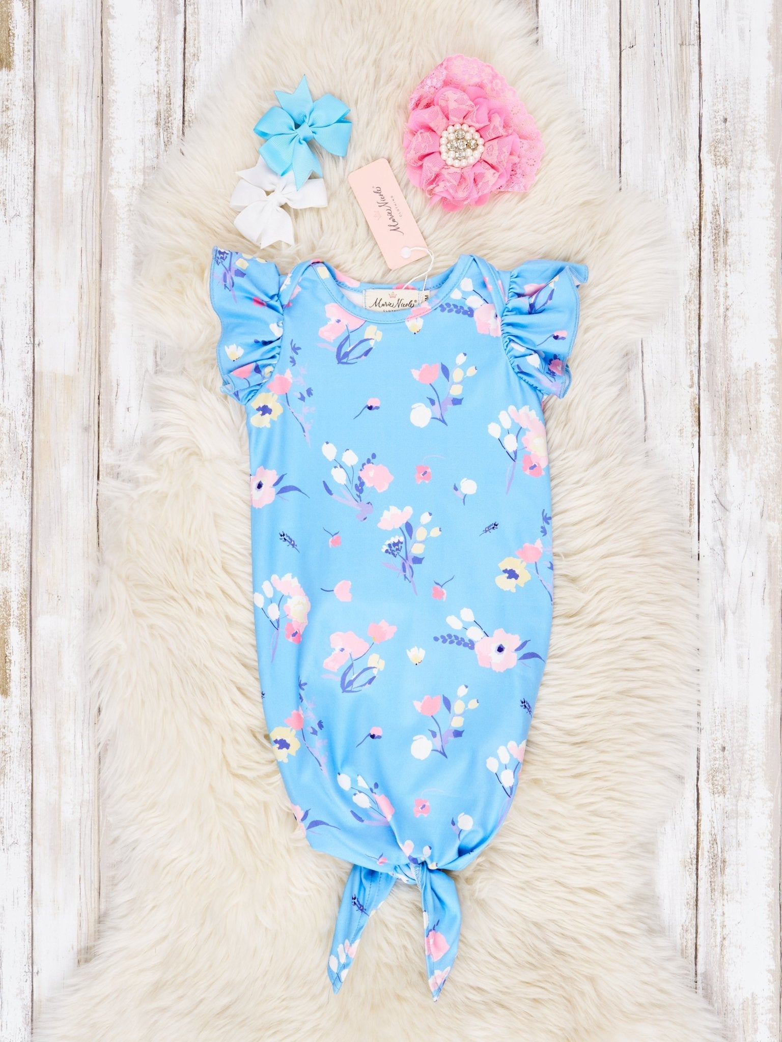 Floral Polka Dot Knot Gown - Marie Nicole Clothing