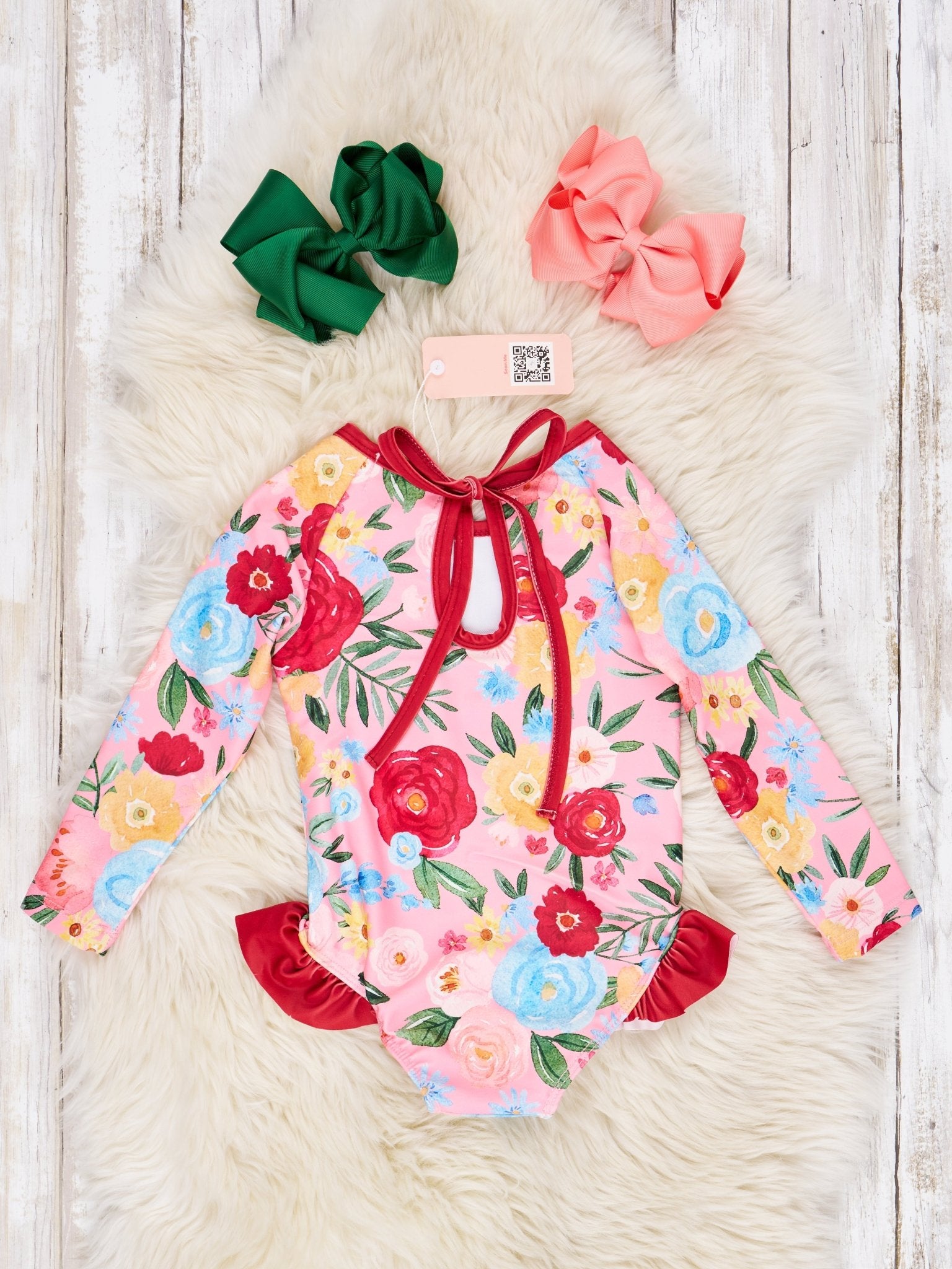 Roses Ruffle Rash Guard Swimsuit - Marie Nicole Clothing