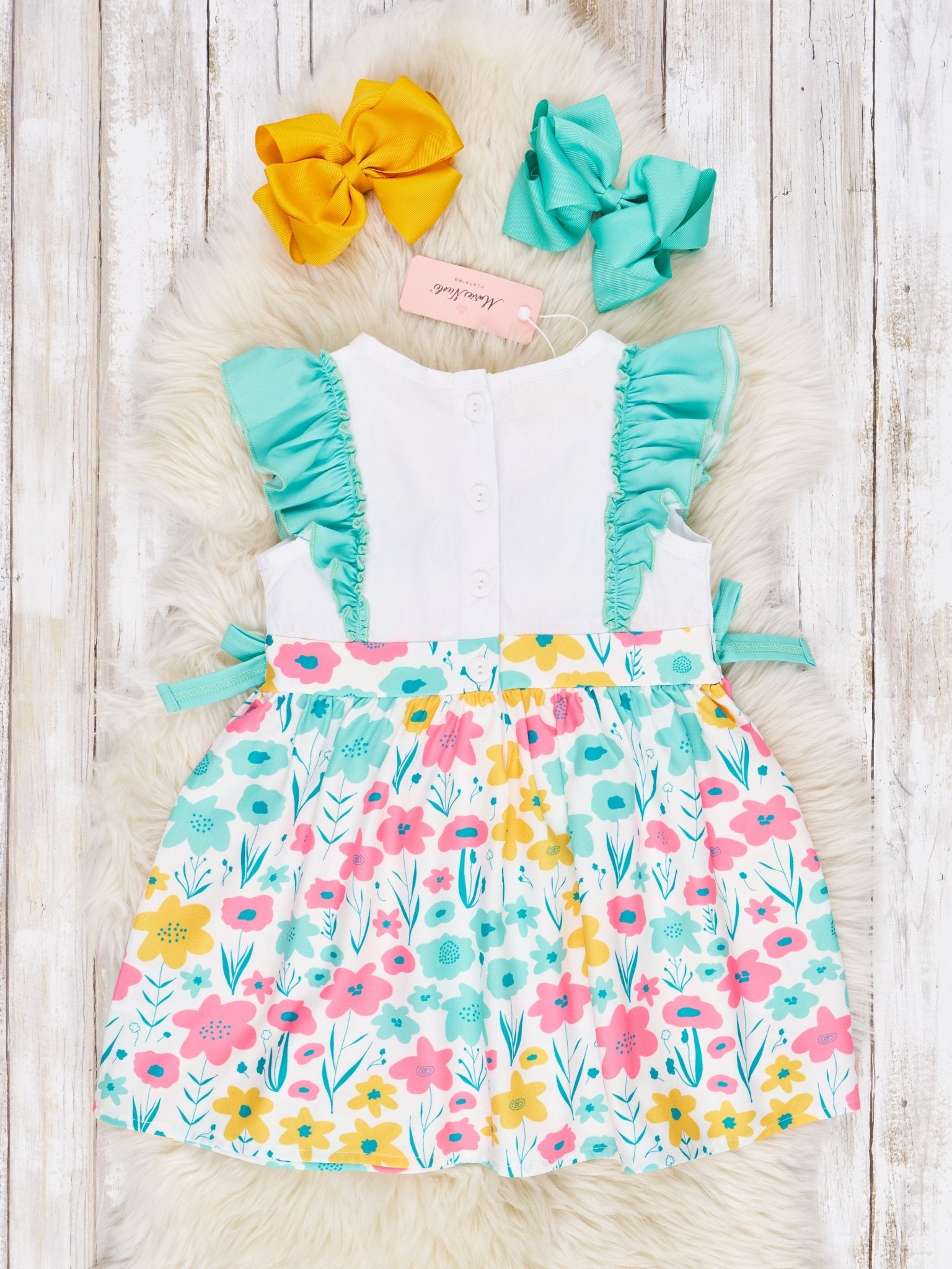 Mint "I Love Mom" Ruffle Dress - Marie Nicole Clothing