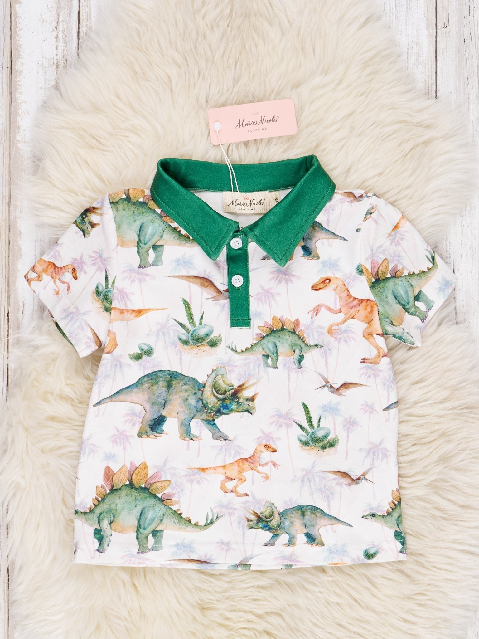 Green Dinosaur Polo - Marie Nicole Clothing