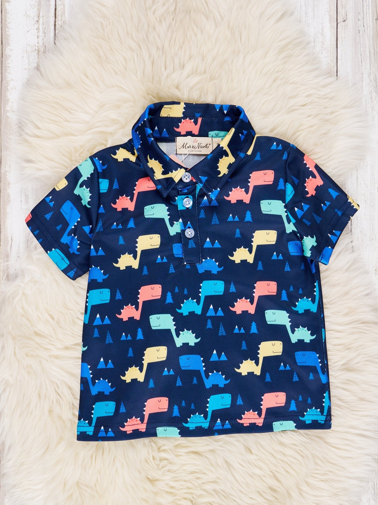Dark Blue Dino Polo - Marie Nicole Clothing