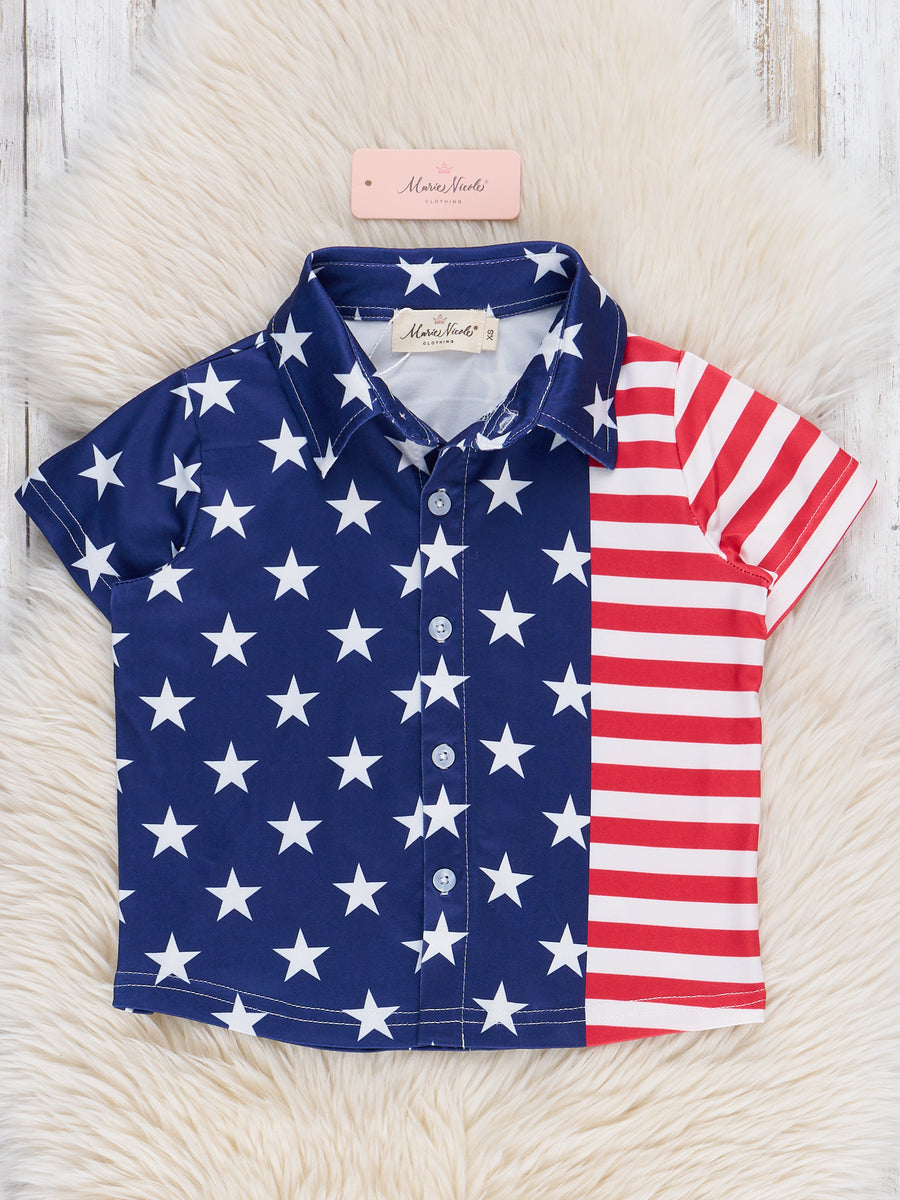Star Spangled Button-Up Shirt β Marie Nicole Clothing