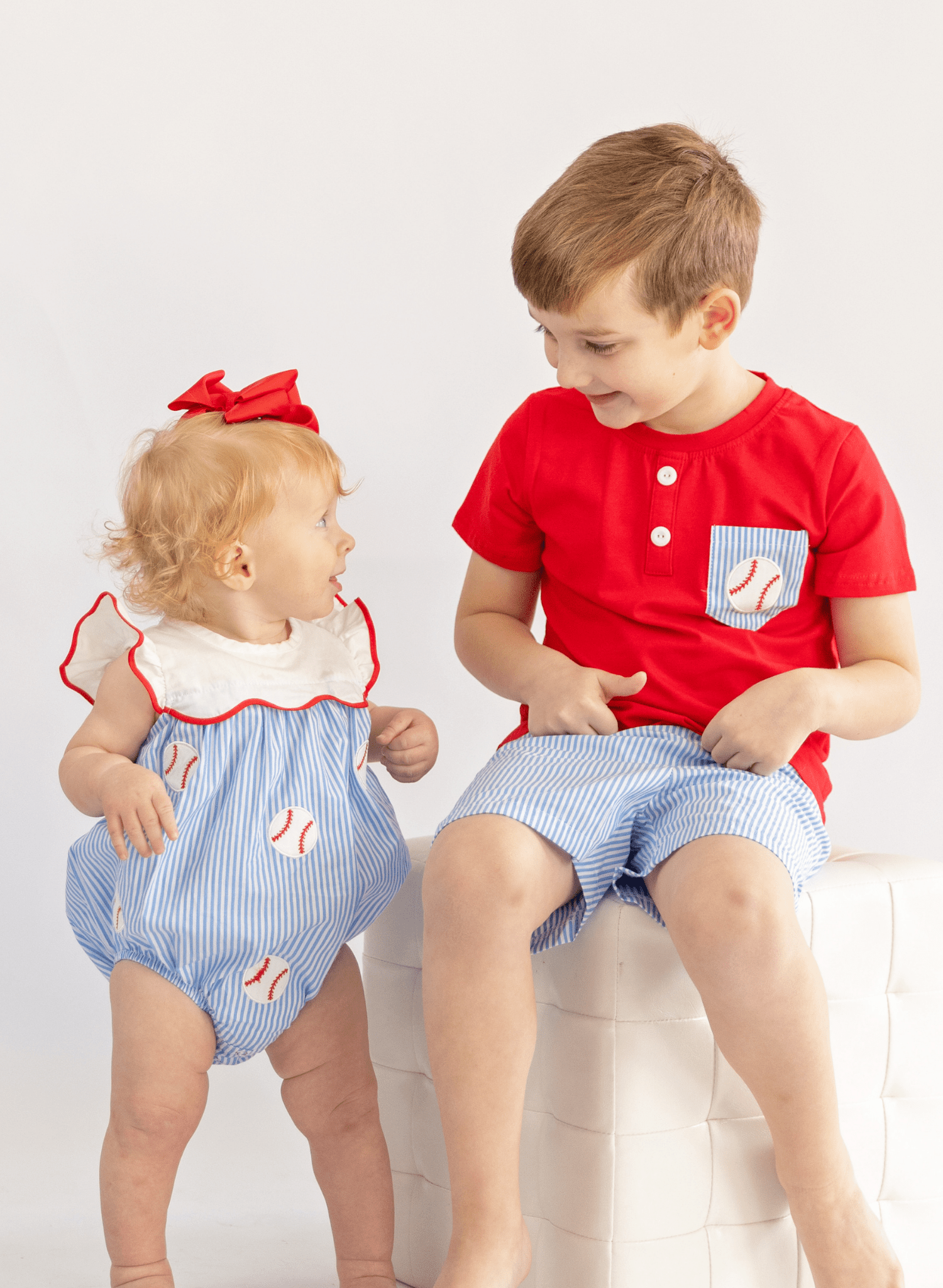 Dugout Ball Striped Embroidered Cotton Outfit - Marie Nicole Clothing