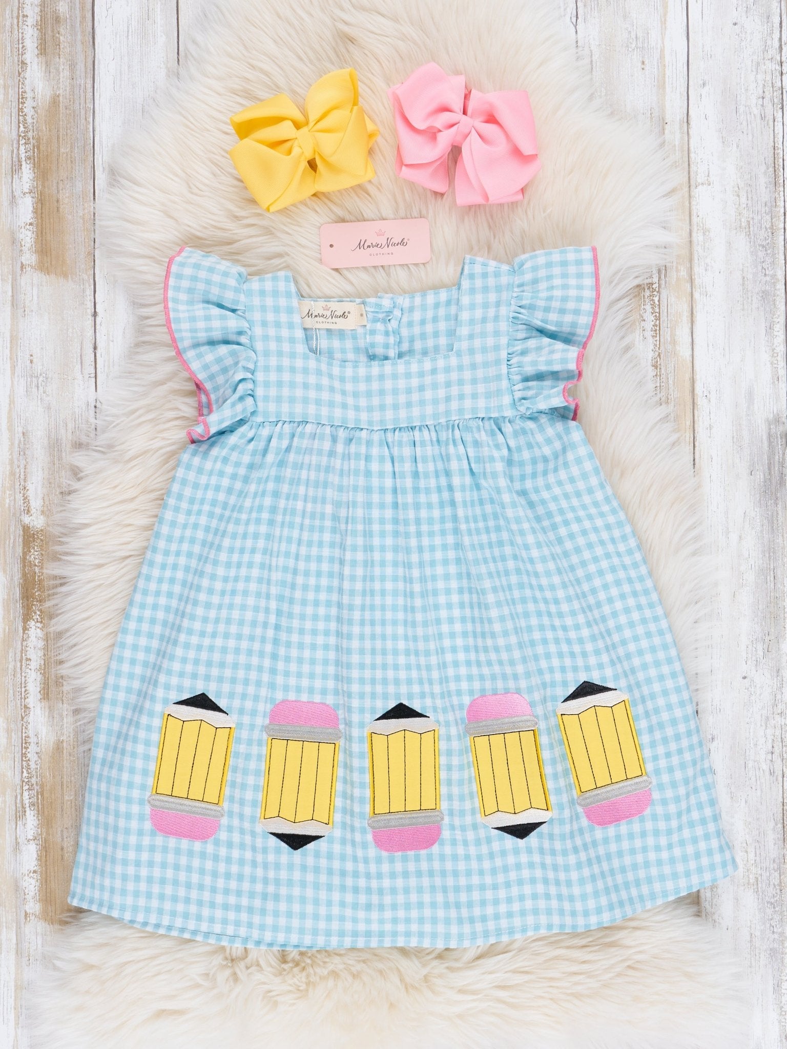 Blue No. 2 Pencil Ruffle Dress - Marie Nicole Clothing