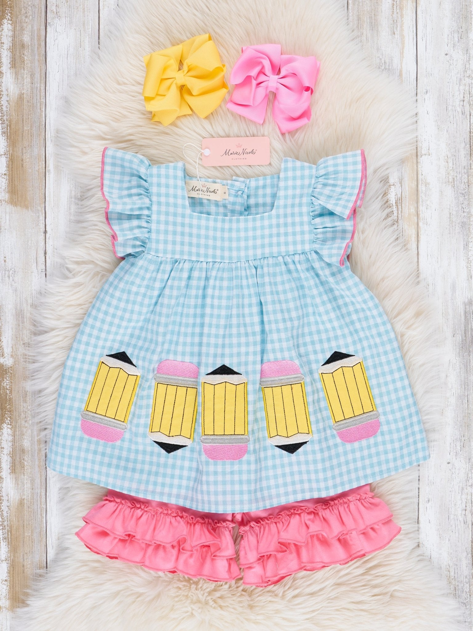 Blue No. 2 Pencil Ruffle Outfit - Marie Nicole Clothing