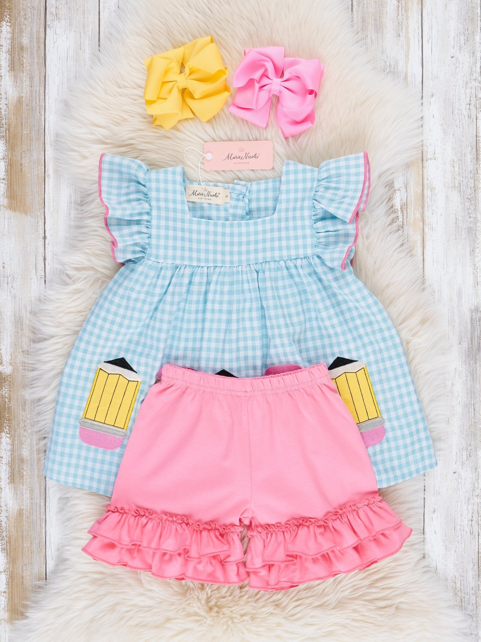 Blue No. 2 Pencil Ruffle Outfit - Marie Nicole Clothing