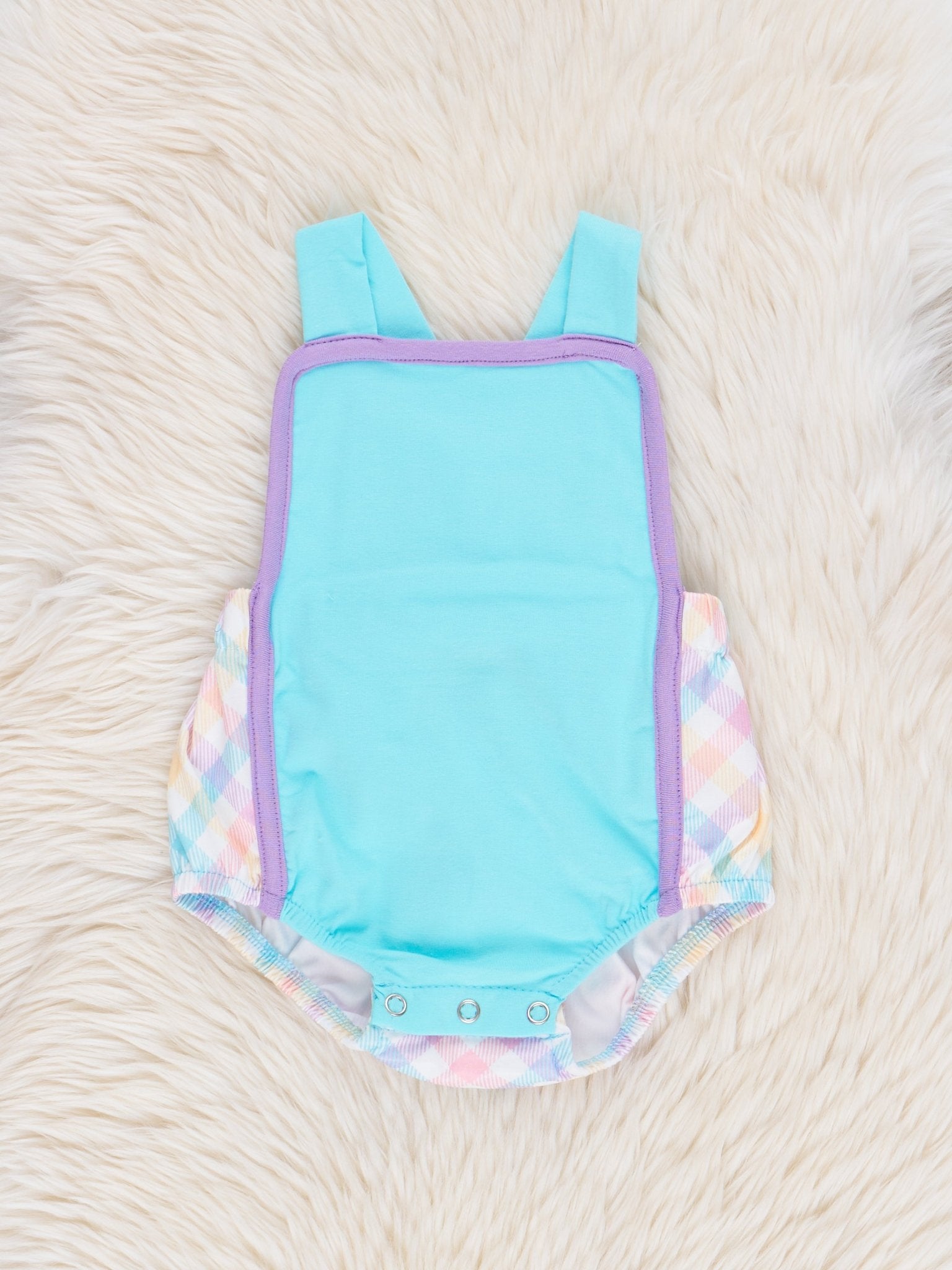 Bright Blue Spring Plaid Bubble Romper - Marie Nicole Clothing