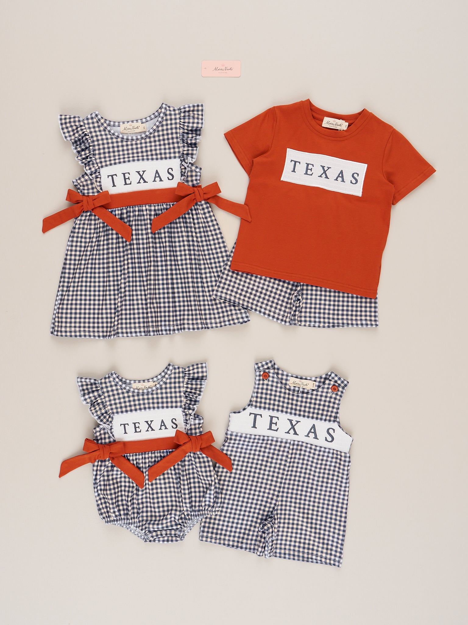 Texas Smocked Gingham Outfit - Marie Nicole Clothing